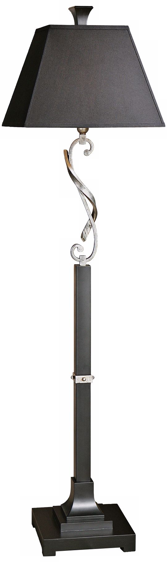 Uttermost Tafeta Black and Silver Leaf Floor Lamp