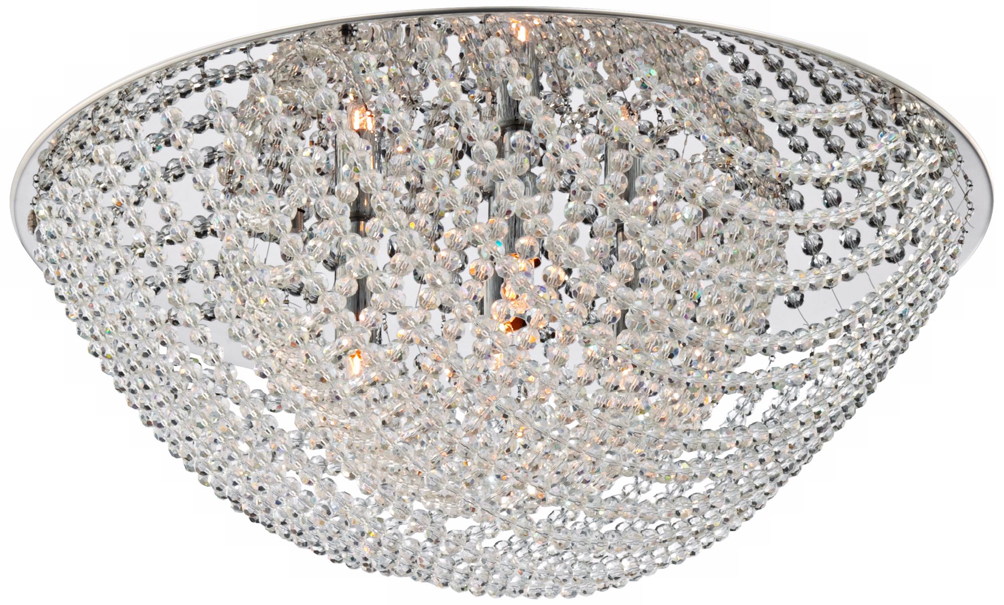 Strung Crystal Flushmount 17" Wide Ceiling Light