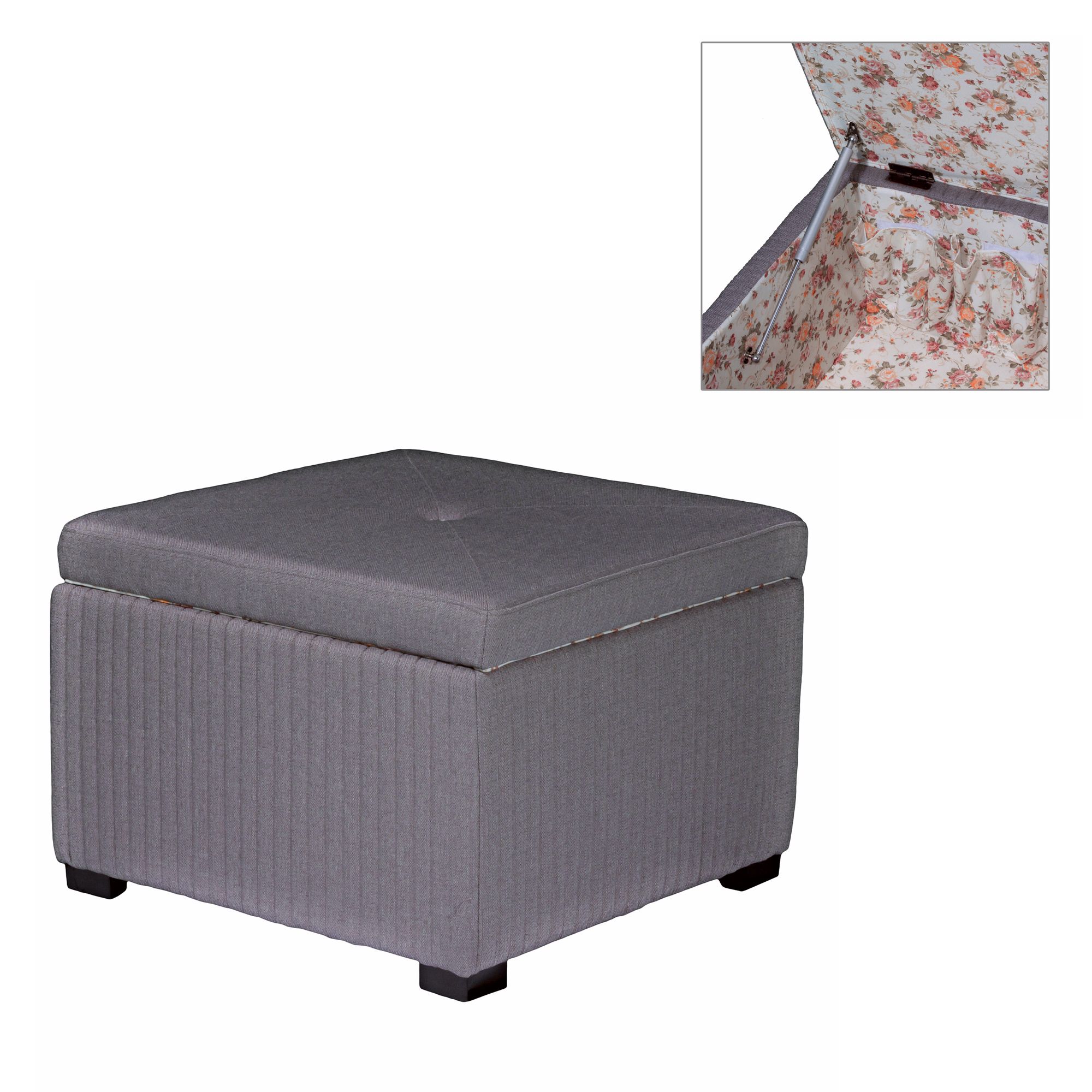 Angelique Gray Shoe Storage Ottoman
