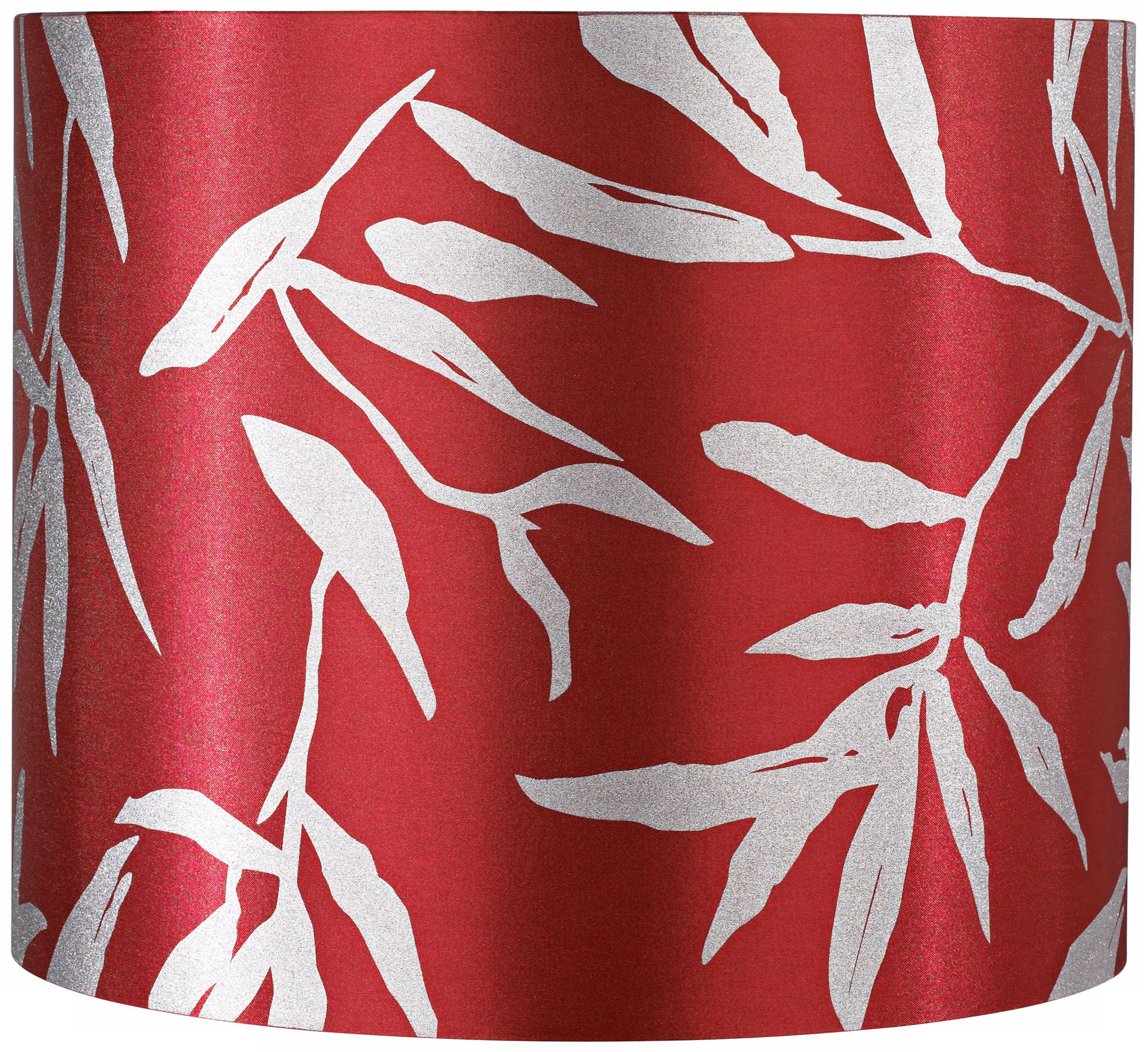 Red Drum with Silver Leaves Lamp Shade 12x12x10 (Spider)