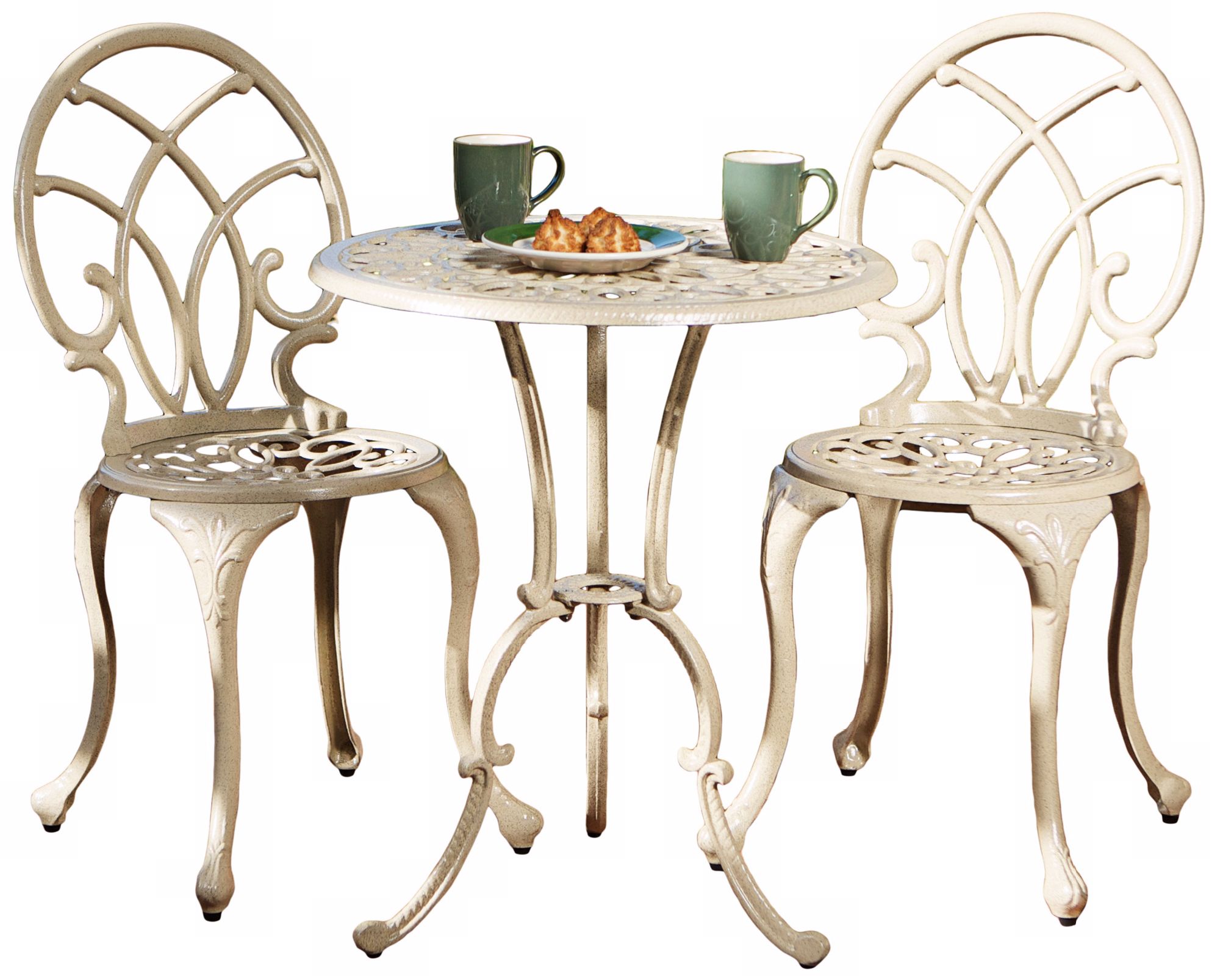 Antique White 3-Piece Outdoor Bistro Set