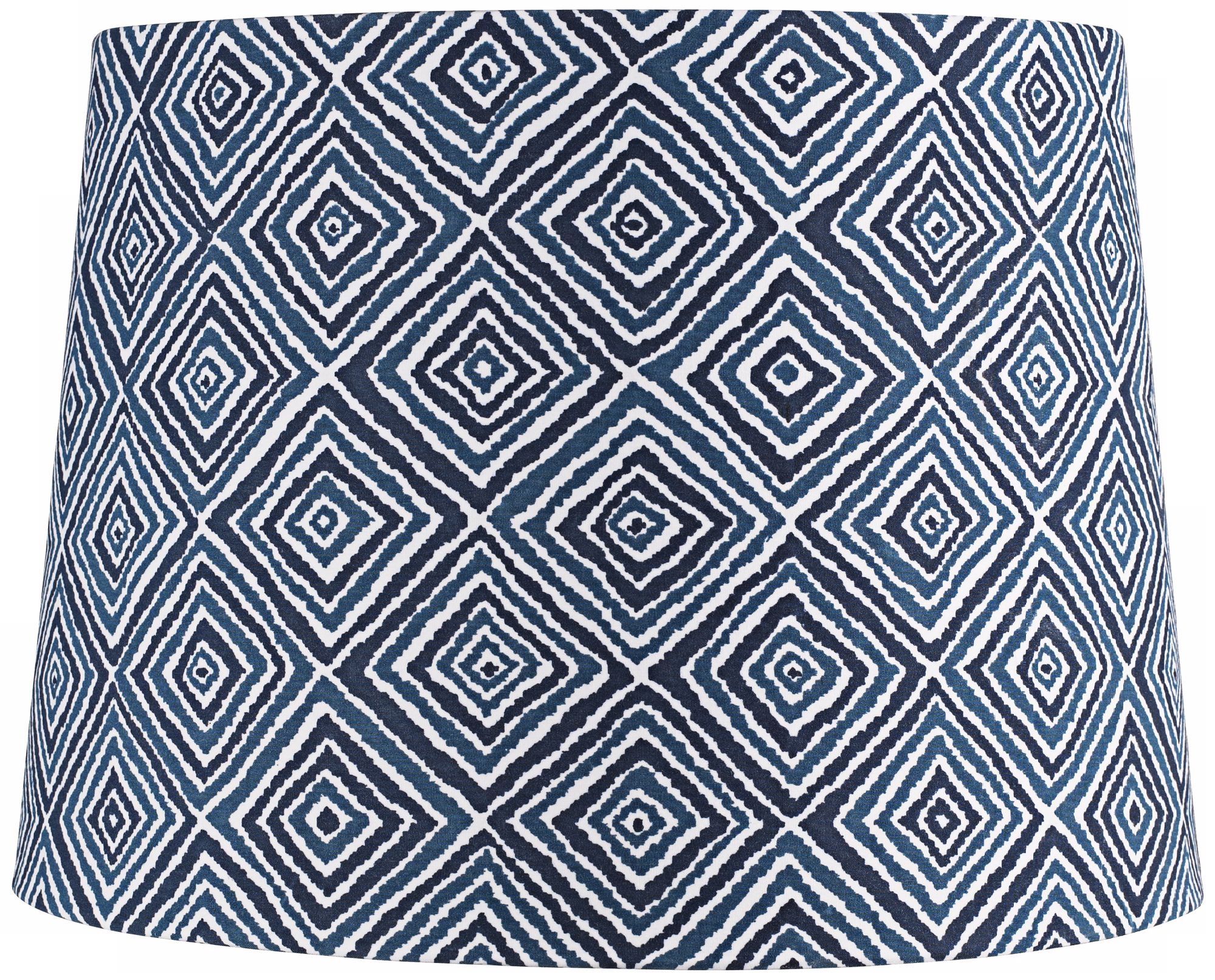 Blue and White Geometric Lamp Shade 12x14x10 (Spider)