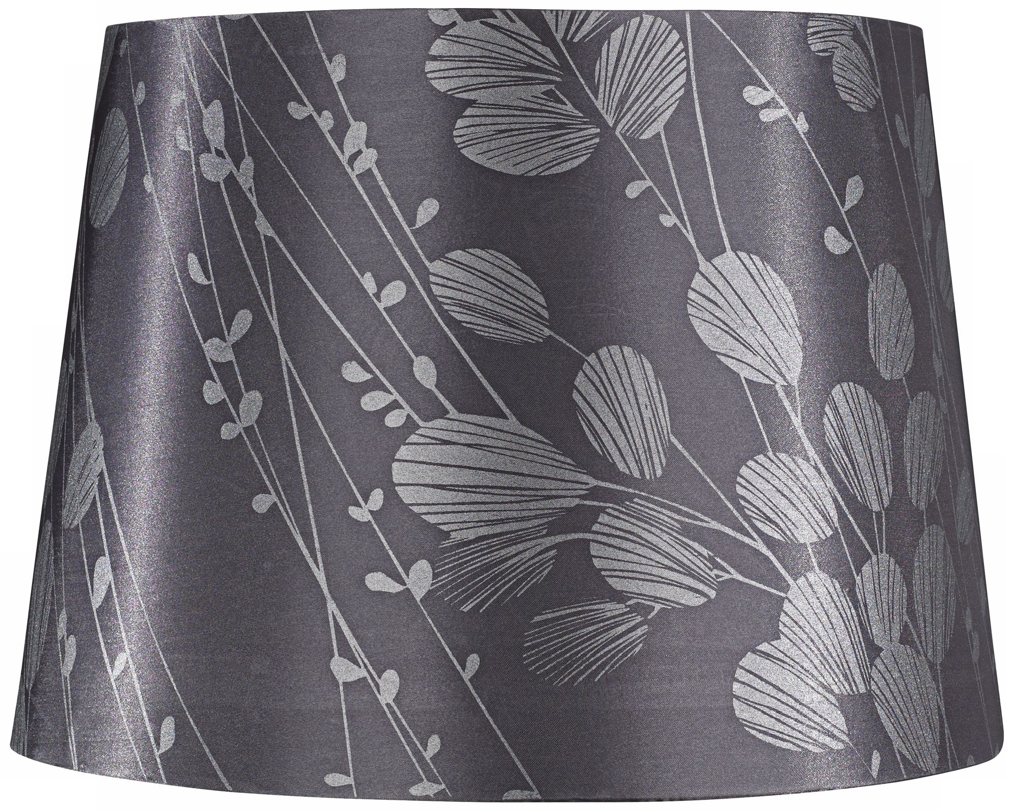 Gray with Silver Leaves Lamp Shade 11.5x14x10x9.5 (Spider)