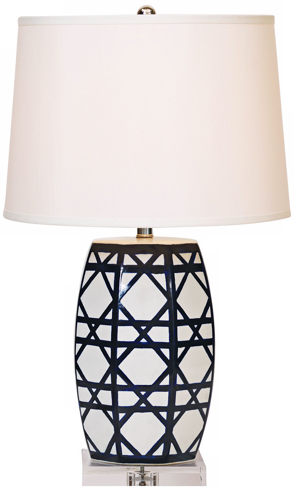 Gazebo Navy Lattice Porcelain Table Lamp