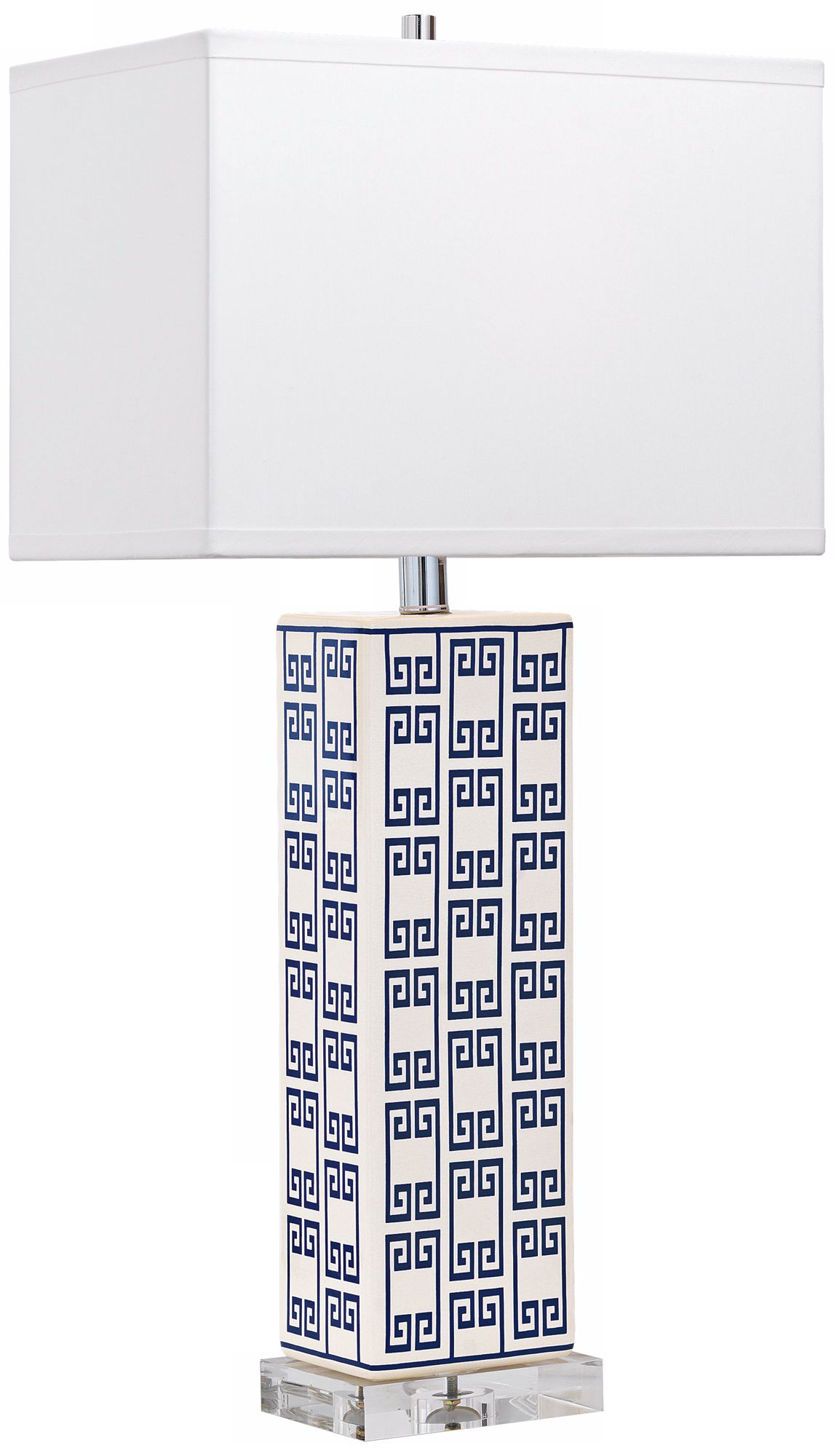 Mizner Navy Greek Key Porcelain Table Lamp