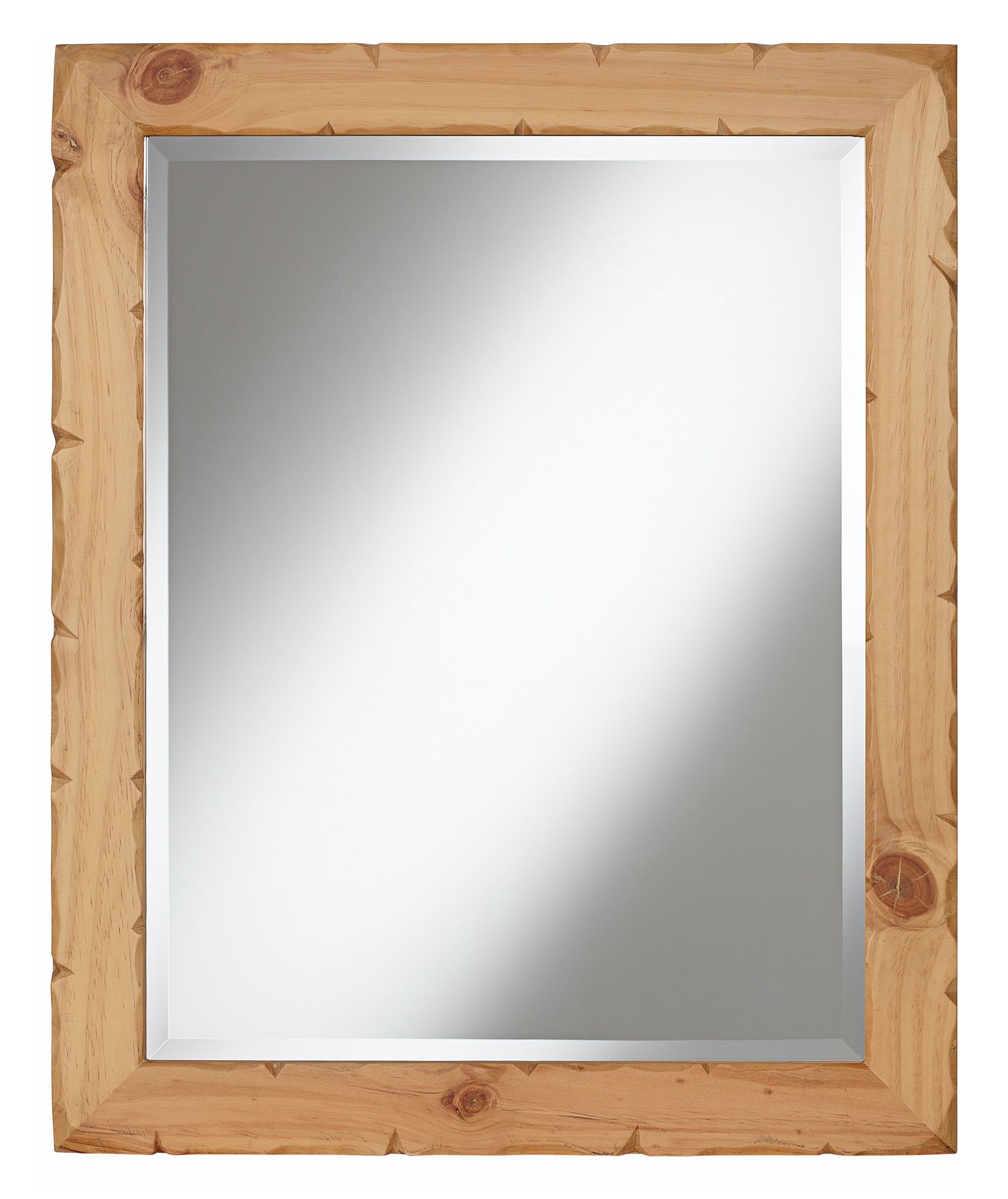 Natural Pine Wood 28" High Wall Mirror
