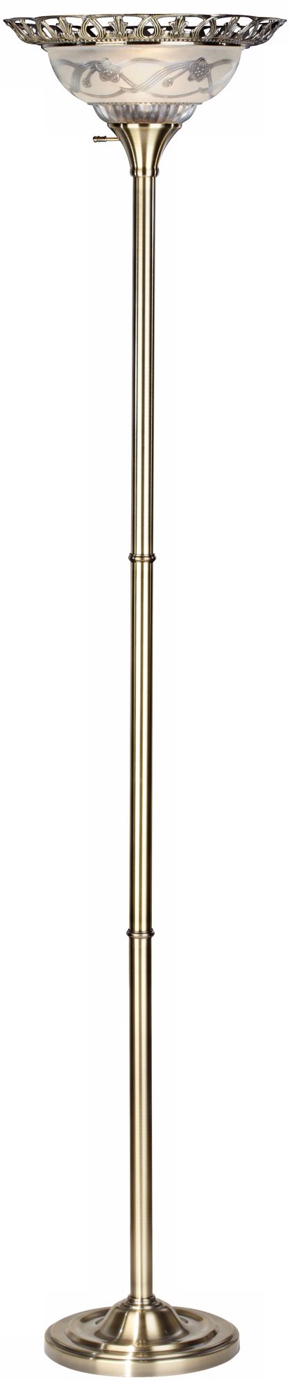 Weston Antique Brass Finish Torchiere Floor Lamp