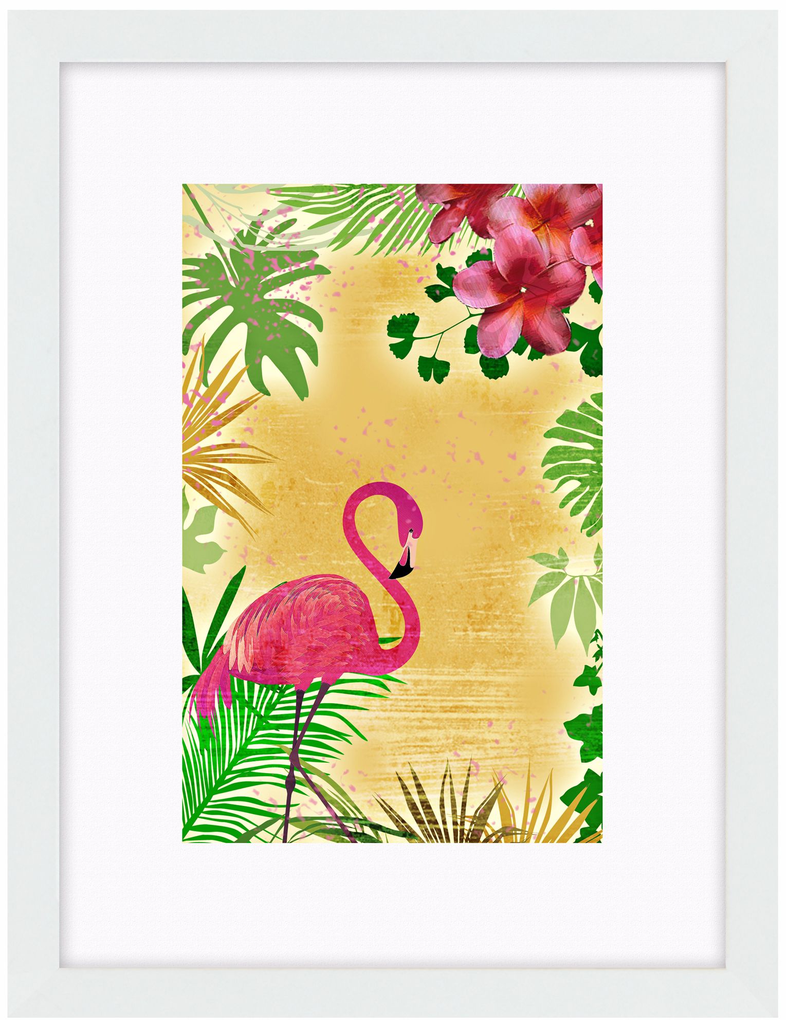 Yellow Tropical Flamingo 17" High Bird Wall Art