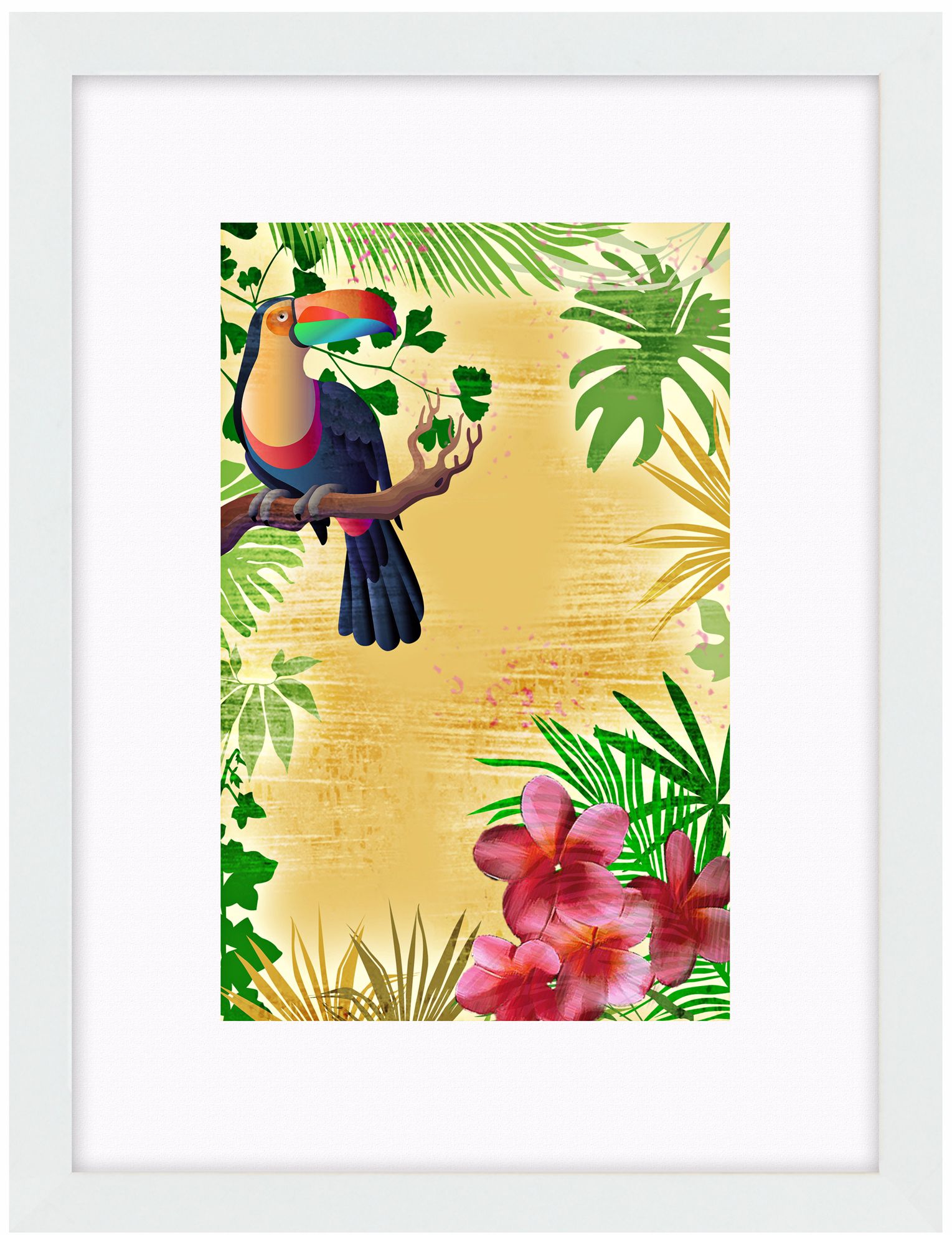 Yellow Tropical Toucan 17" High Bird Wall Art