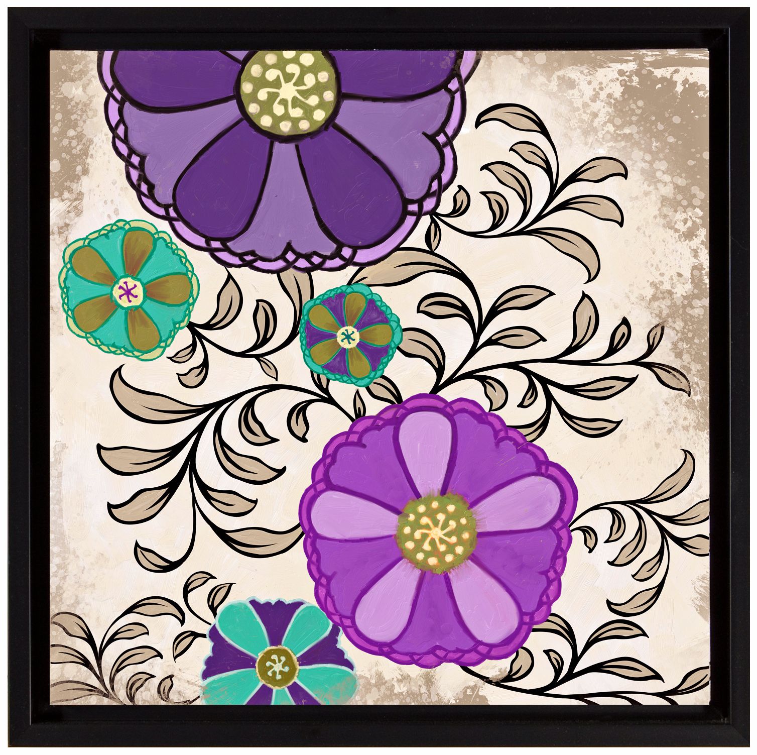 Intricate Purple Flowers I 18 1/2" High Floral Wall Art