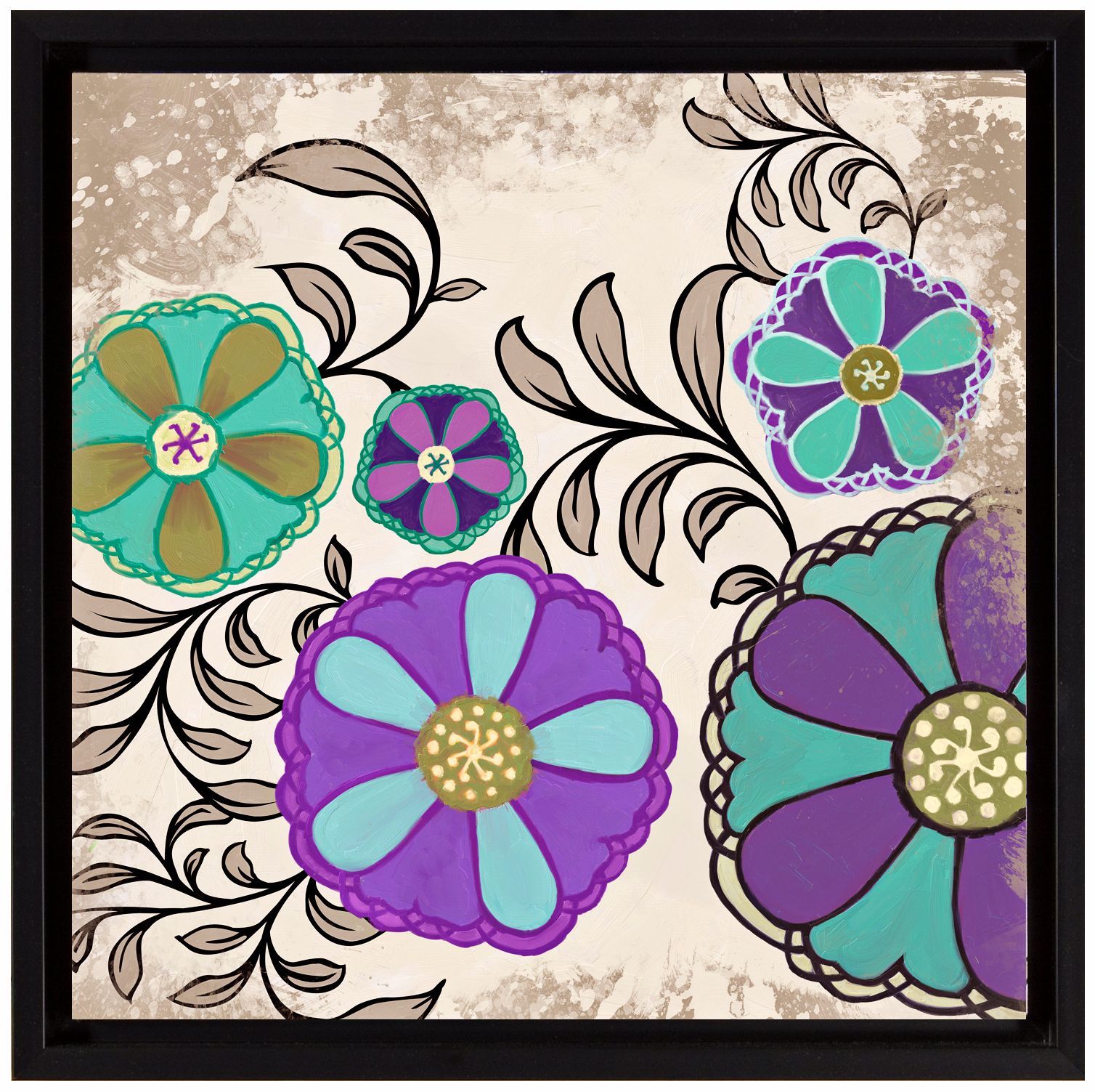 Intricate Purple Flowers II 18 1/2" High Floral Wall Art