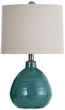 Turquoise Green Ceramic Jar Table Lamp