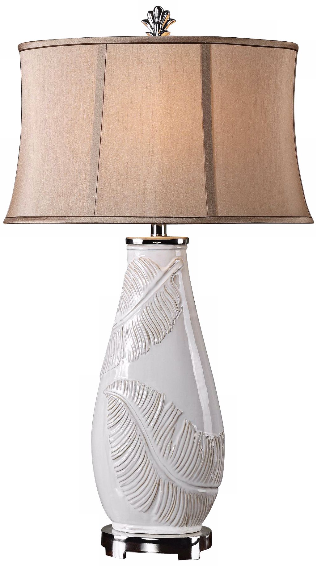 Uttermost Lorida Leaf Imprint White Table Lamp