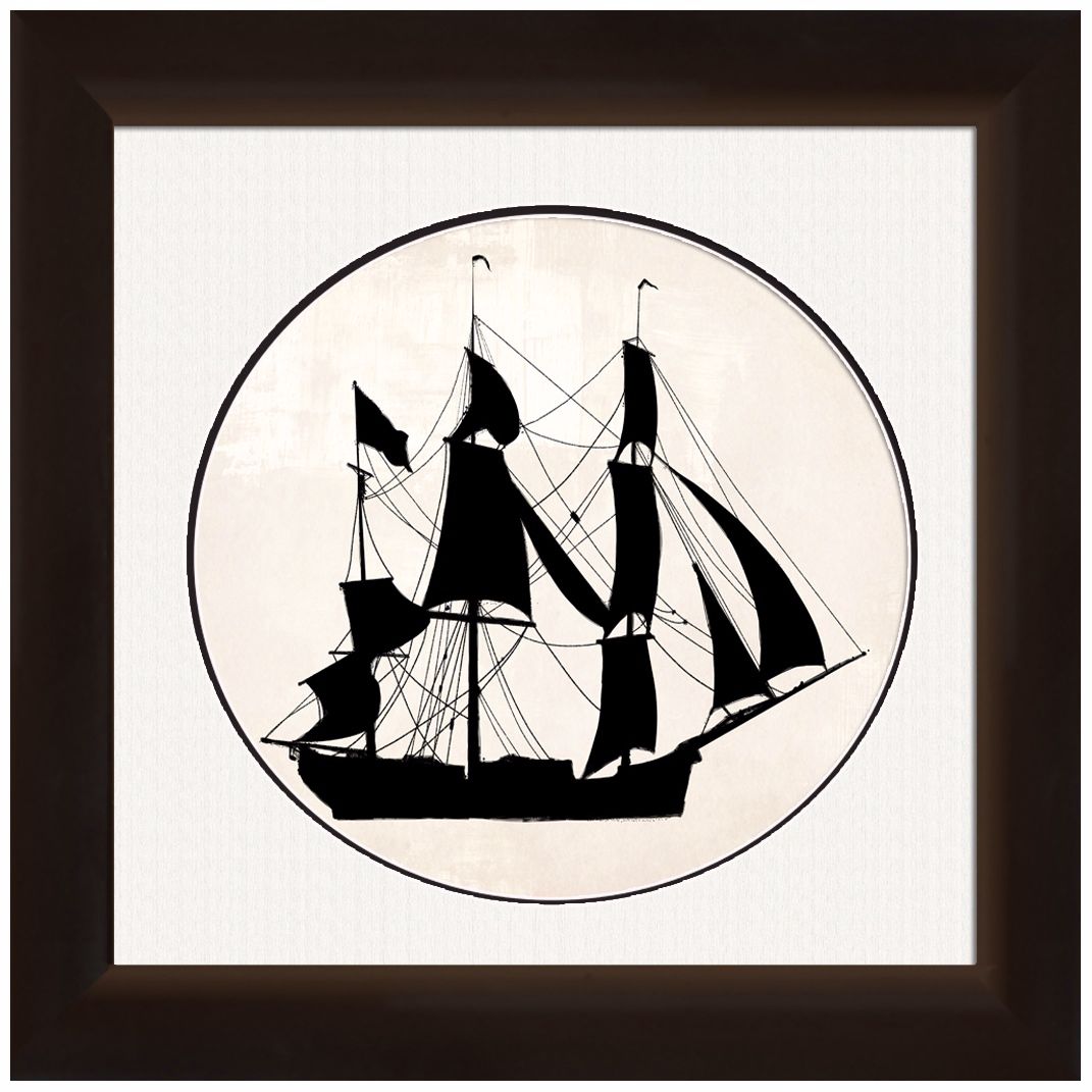 Ship Silhouette 20" Wide Nautical Wall Art