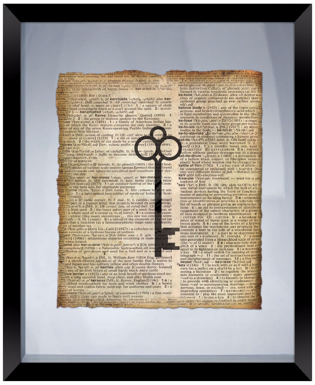 Vintage Key 22" High Floating Framed Wall Art