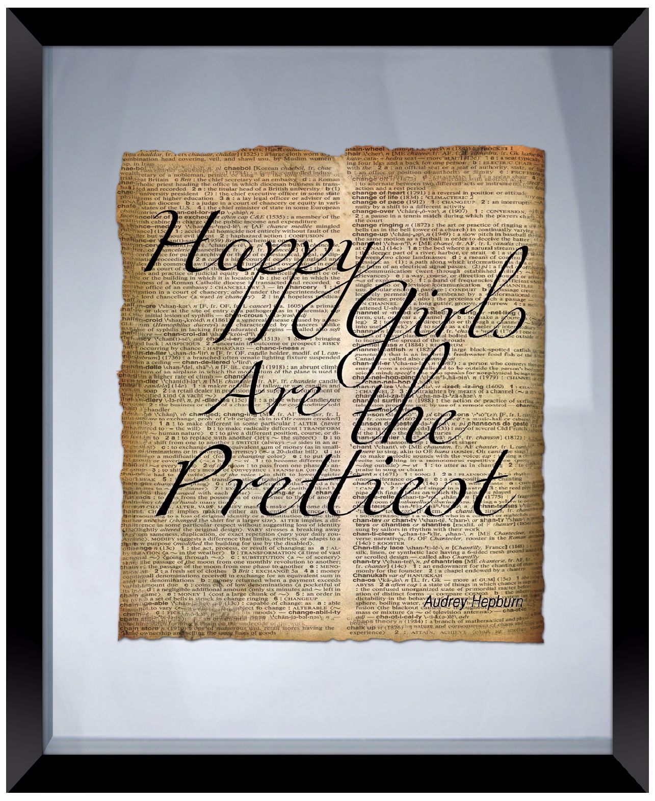 Happy Girls Quote 22" High Floating Picture Frame Wall Art
