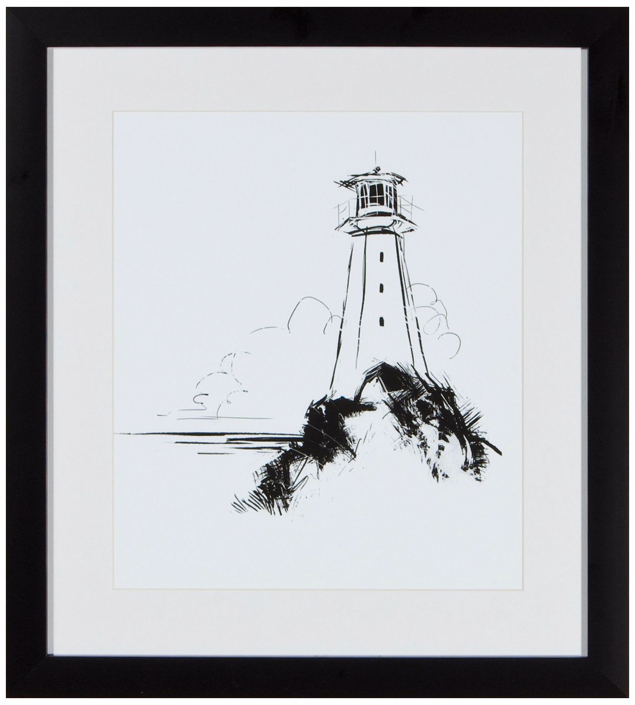 Light House 18" Square Framed Silhouette Wall Art