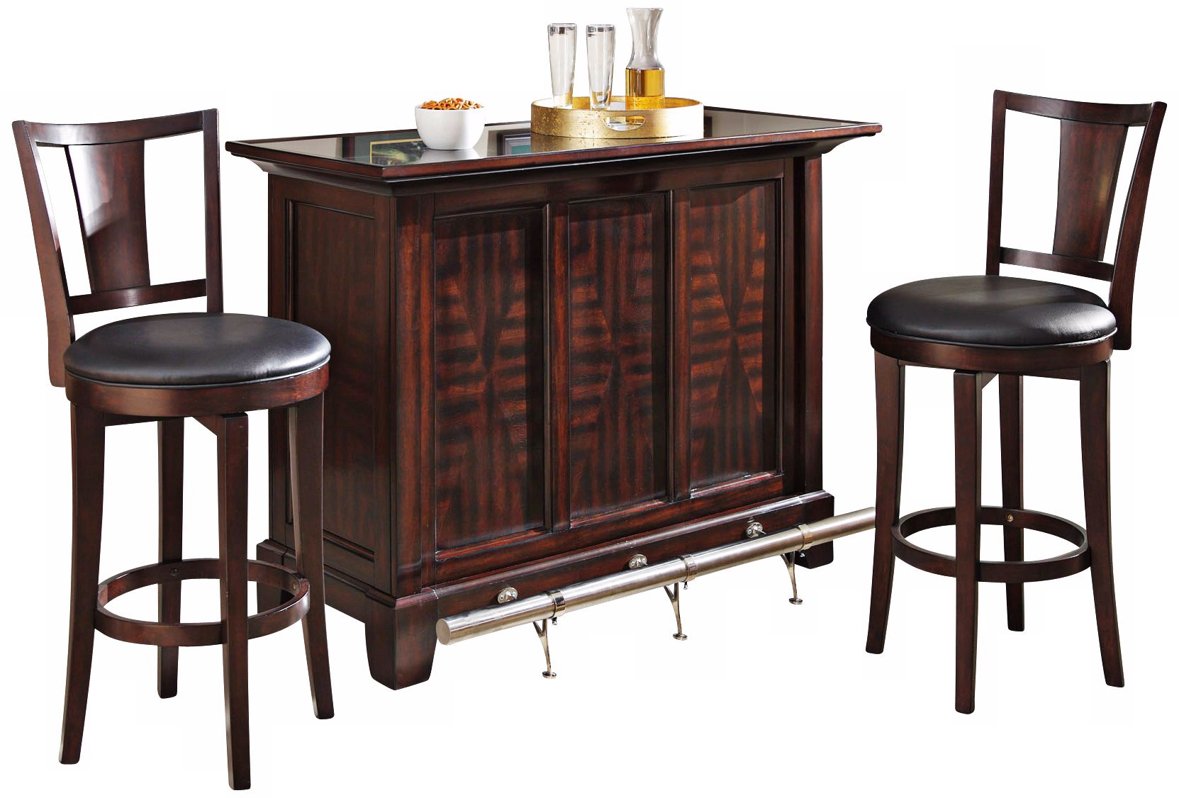Rio Vista 3-Piece Espresso Bar Cabinet and Stool Set