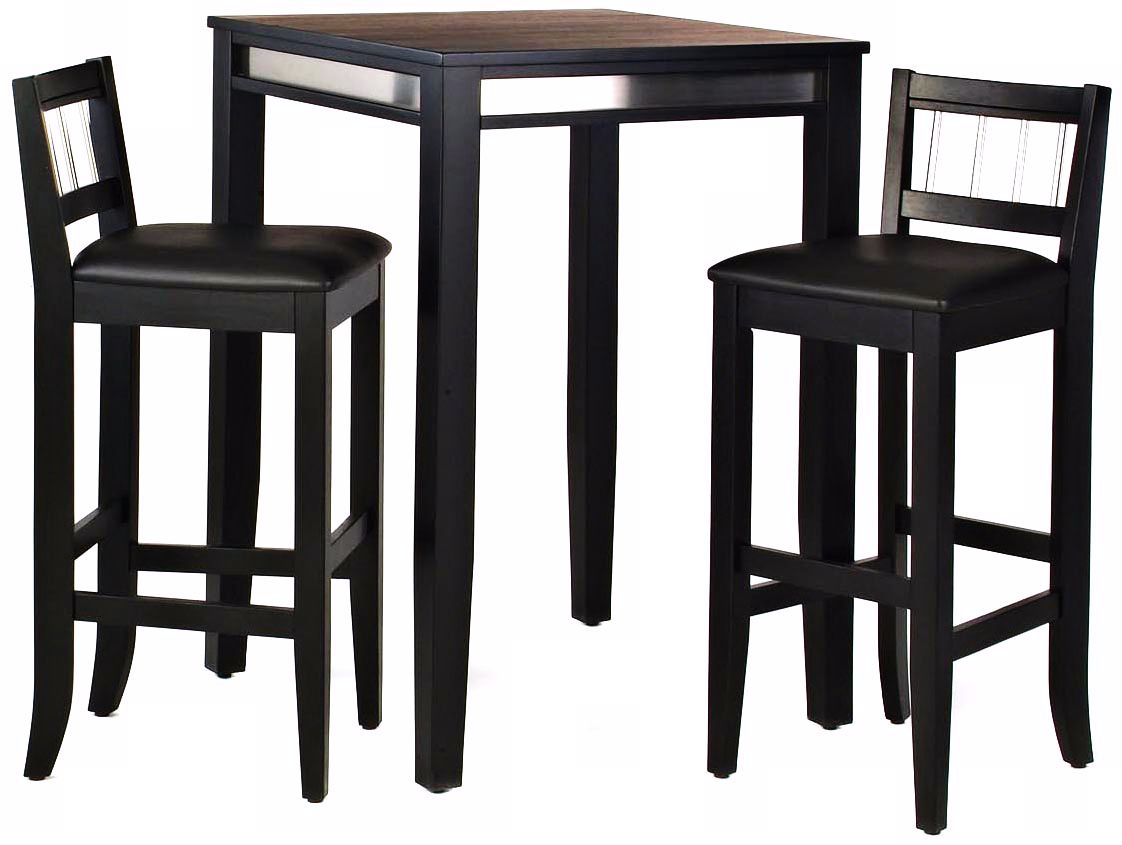 Manhattan Black Pub Table and Two Stools