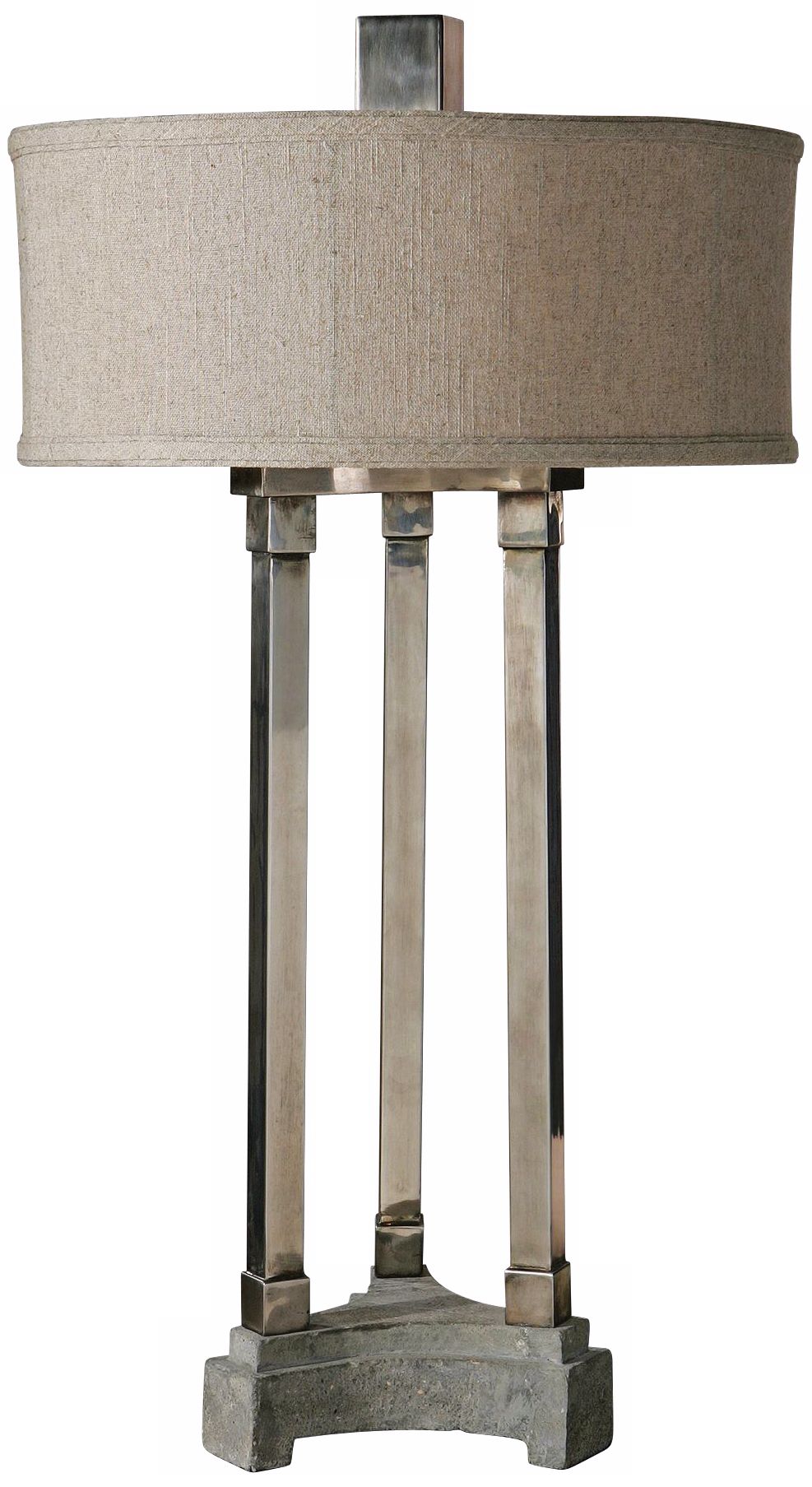Uttermost Risto Tri-Column Brushed Aluminum Table Lamp