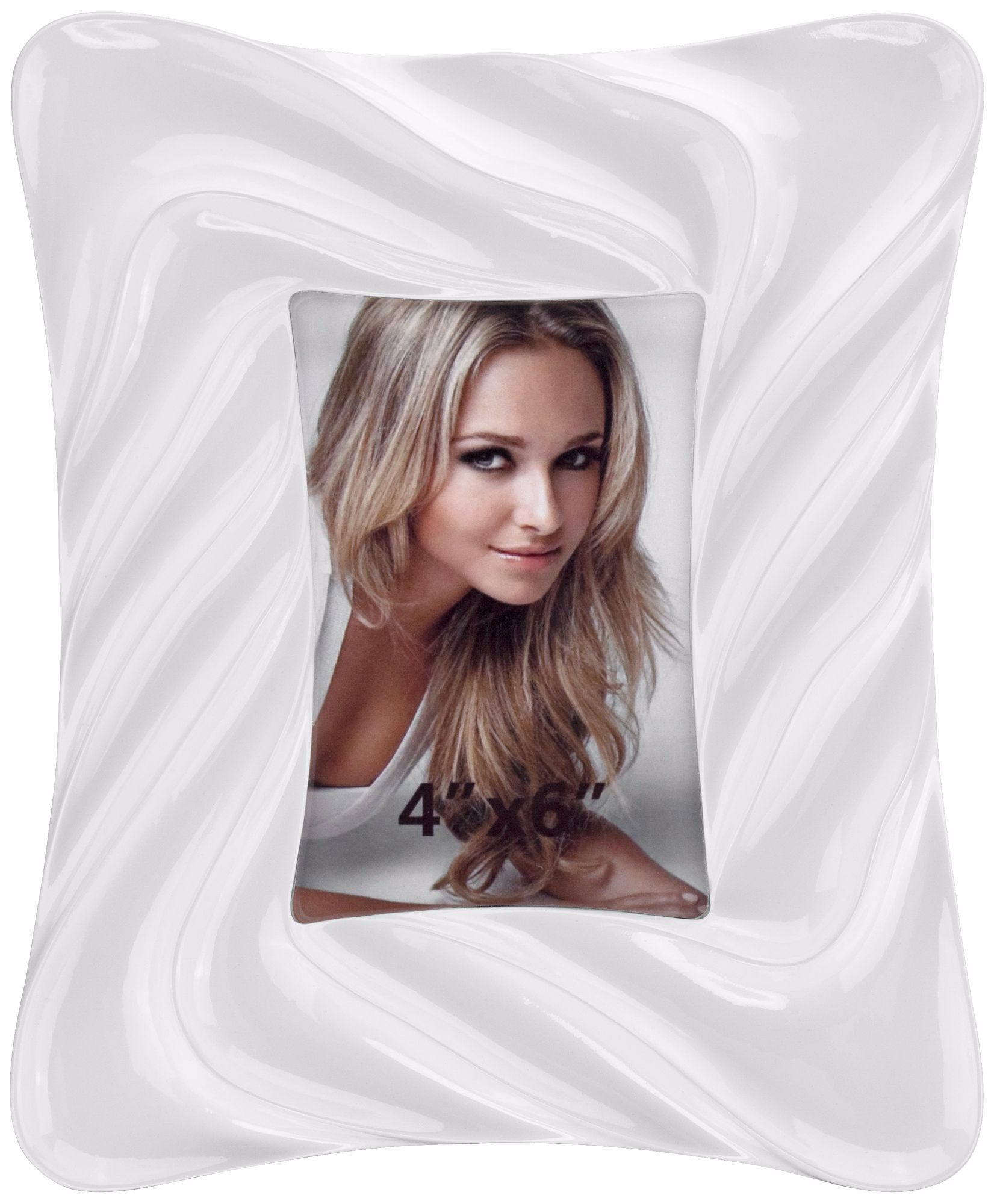 Contemporary Wave 4x6 White Picture Frame