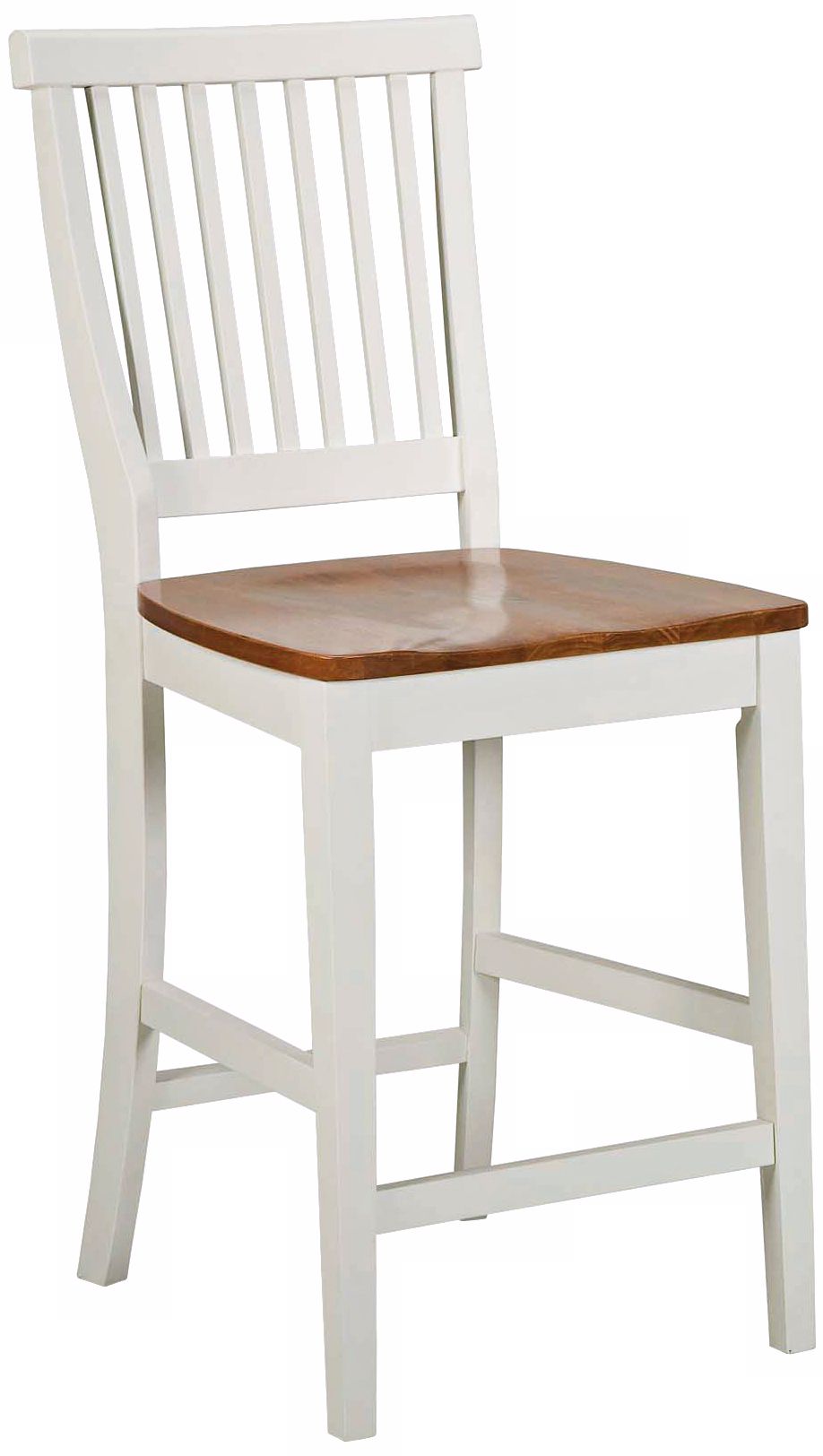 White and Distressed Oak 24" High Counter Stool