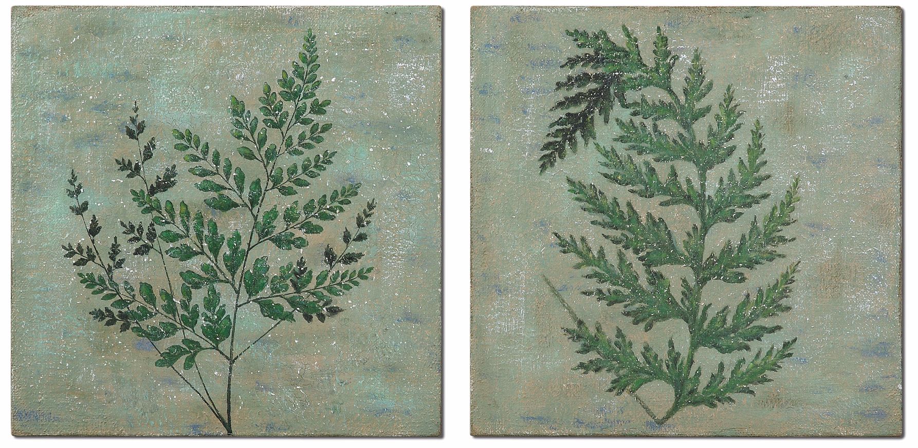 Set of 2 Fronds 20" Square Uttermost Leaf Wall Art
