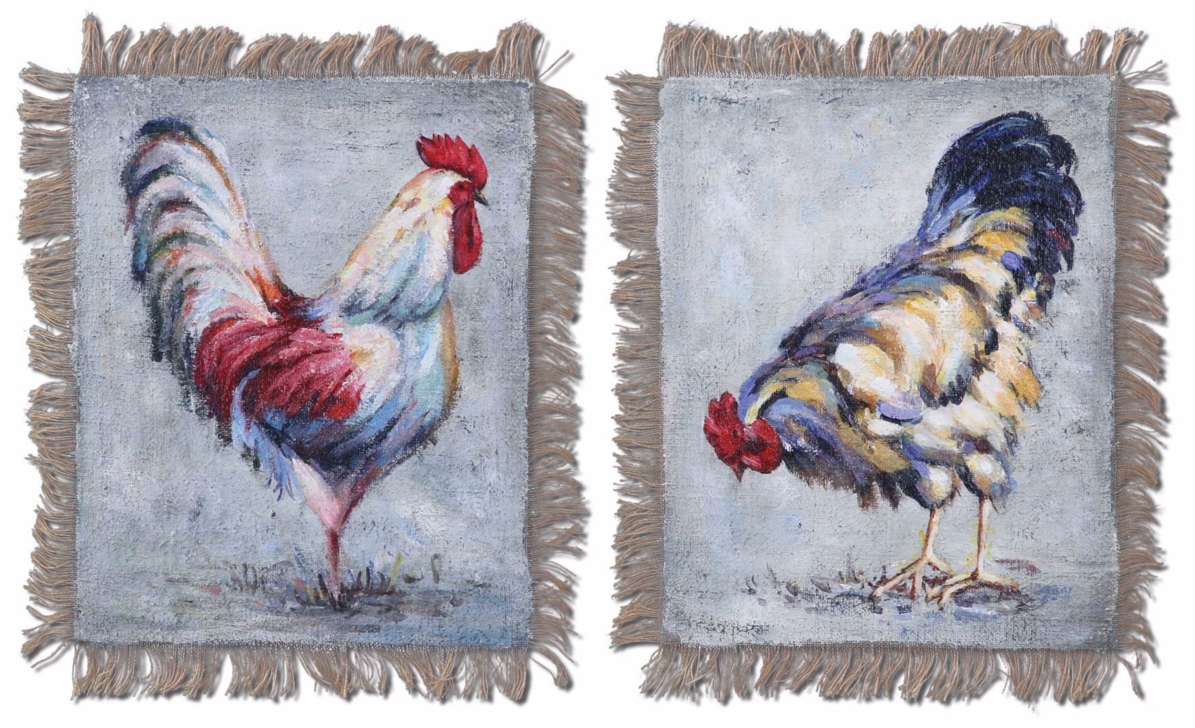 Set of 2 Farm Yard Kings 20" High Uttermost Wall Art