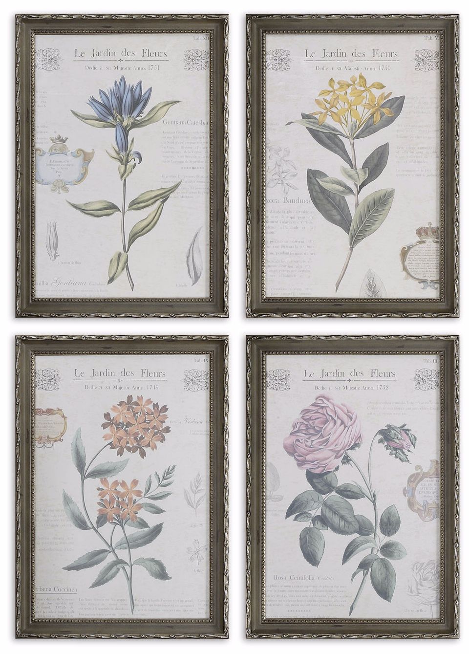 Set of 4 Le Jardin des Fleurs 27" High Uttermost Wall Art