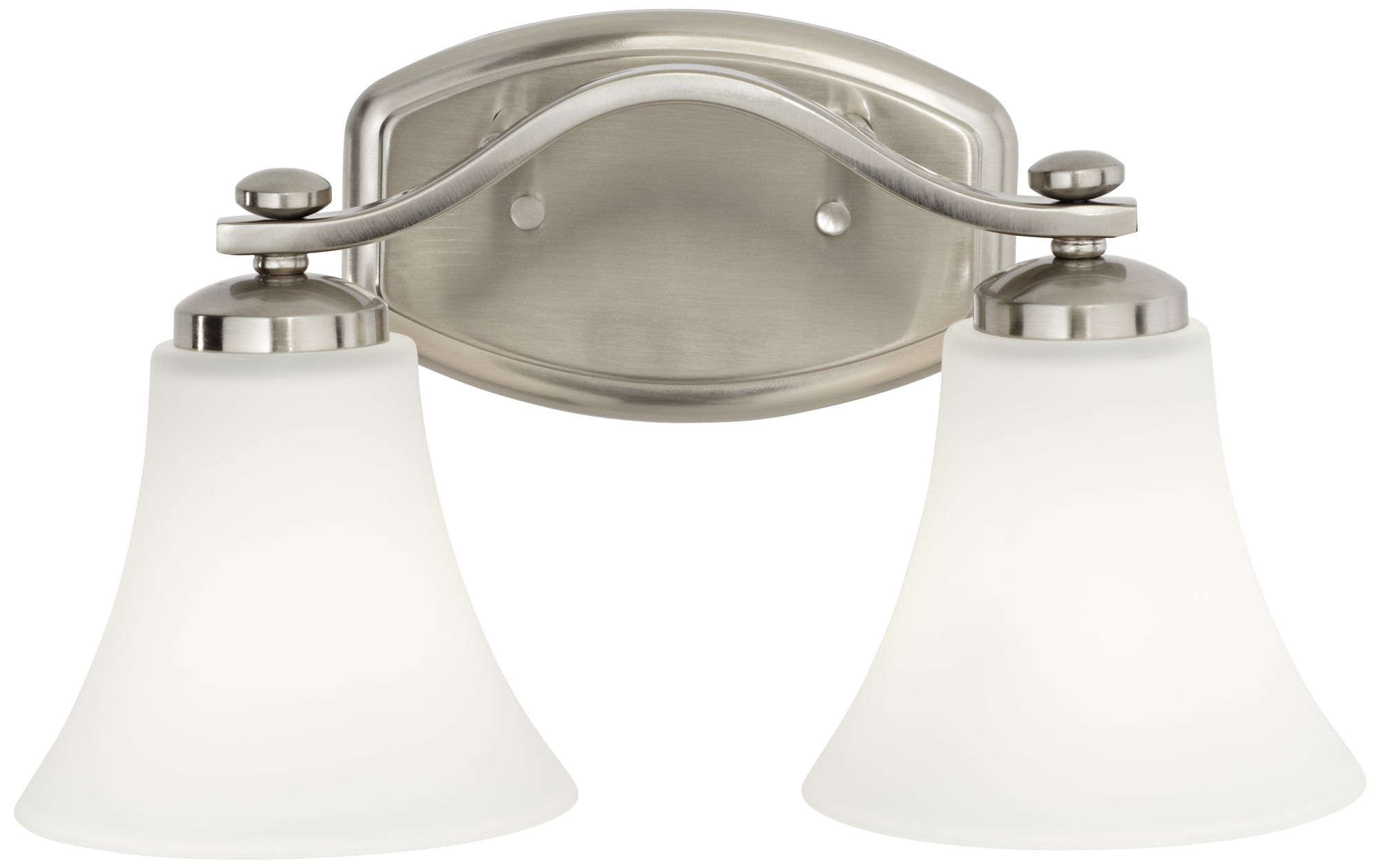 Brushed Nickel White Glass 2-Light Bath Fixture