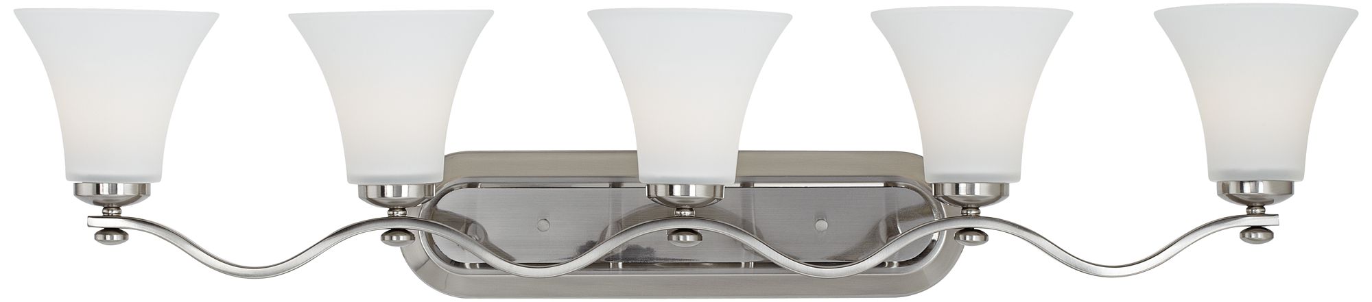 Brushed Nickel White Glass 5-Light Bath Fixture