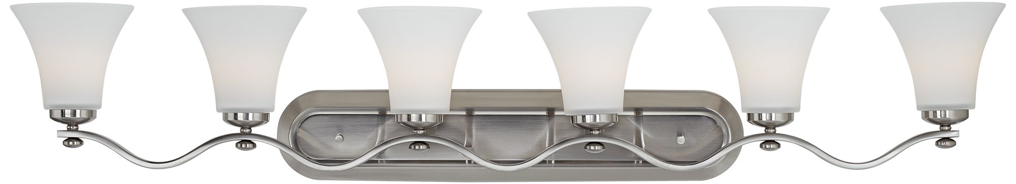 Brushed Nickel White Glass 6-Light Bath Fixture