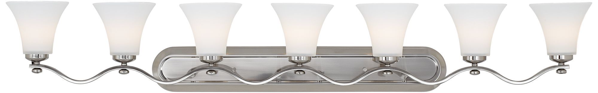 Brushed Nickel White Glass 7-Light Bath Fixture