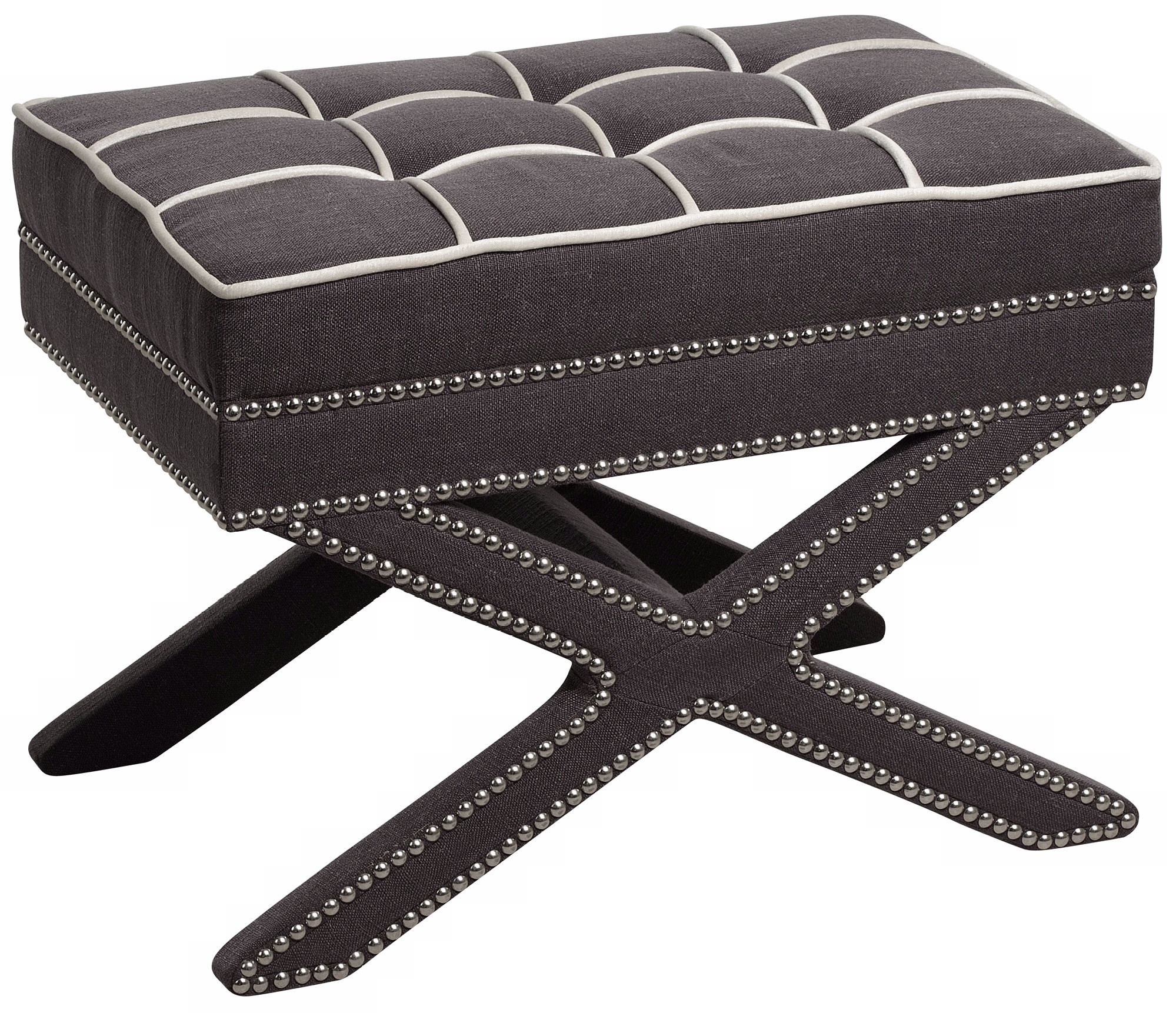 Alexei Dark Gray Ottoman with White Stitching