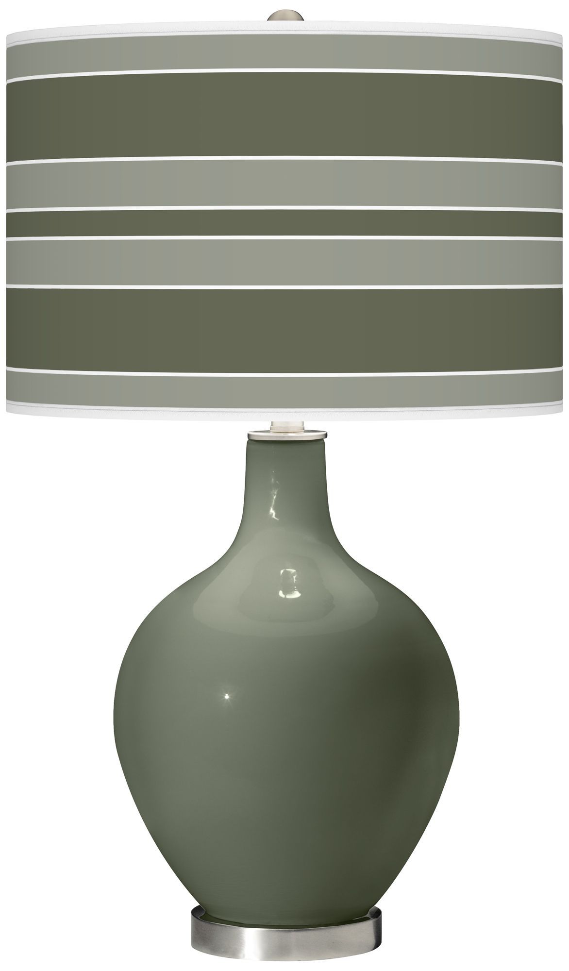 Deep Lichen Green Bold Stripe Ovo Table Lamp