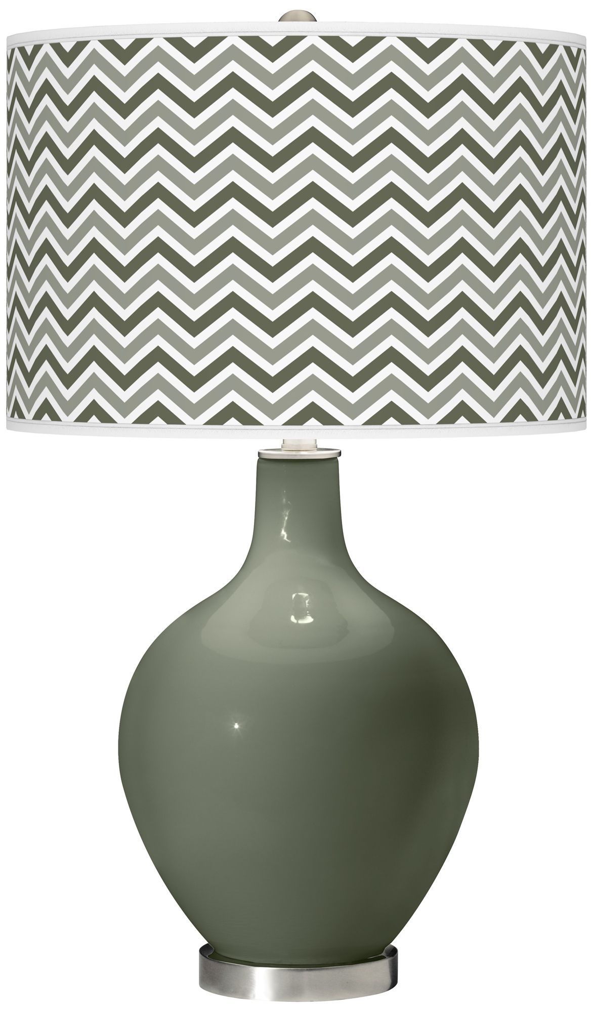 Deep Lichen Green Narrow Zig Zag Ovo Table Lamp