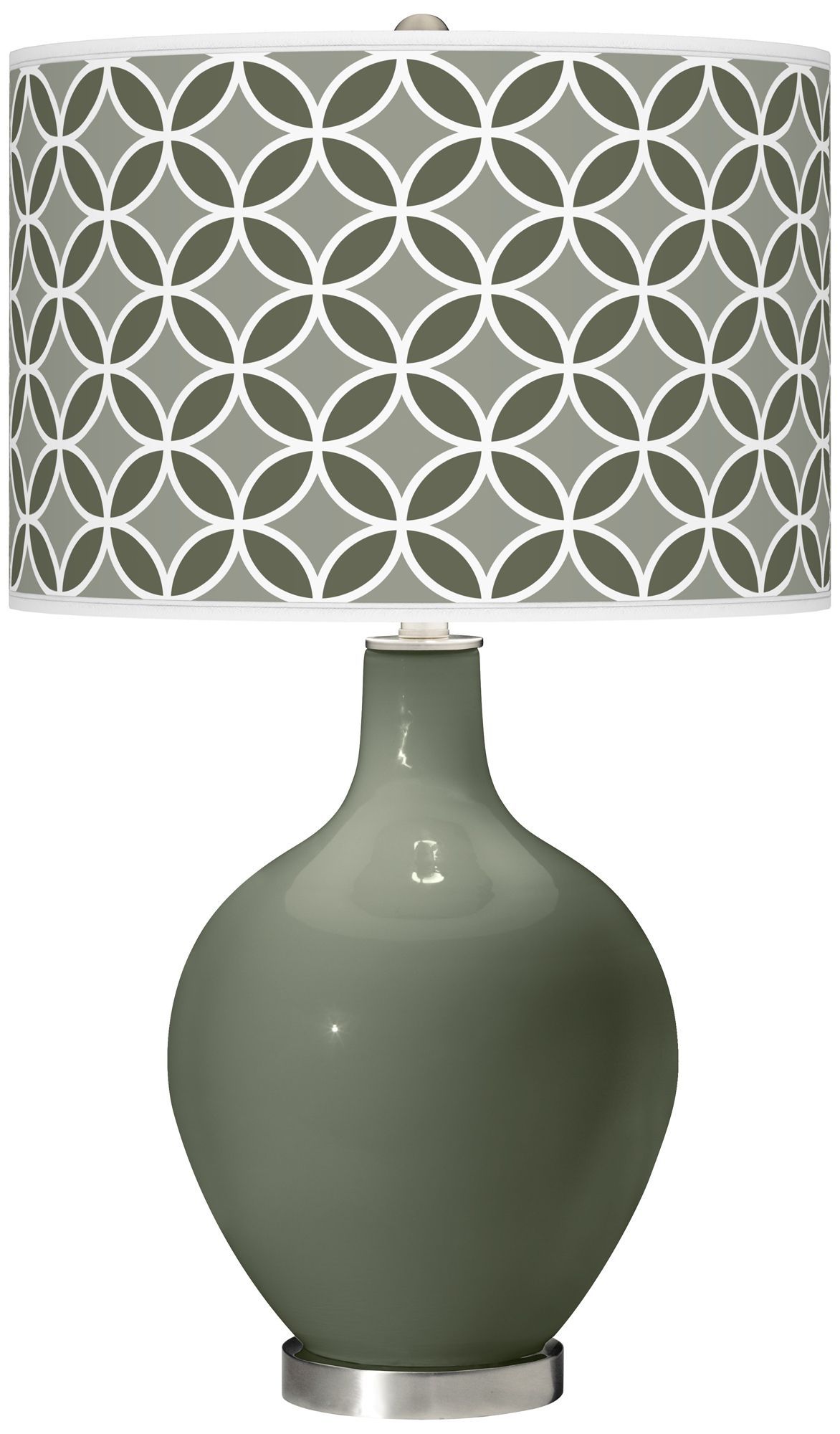 Deep Lichen Green Circle Rings Ovo Table Lamp