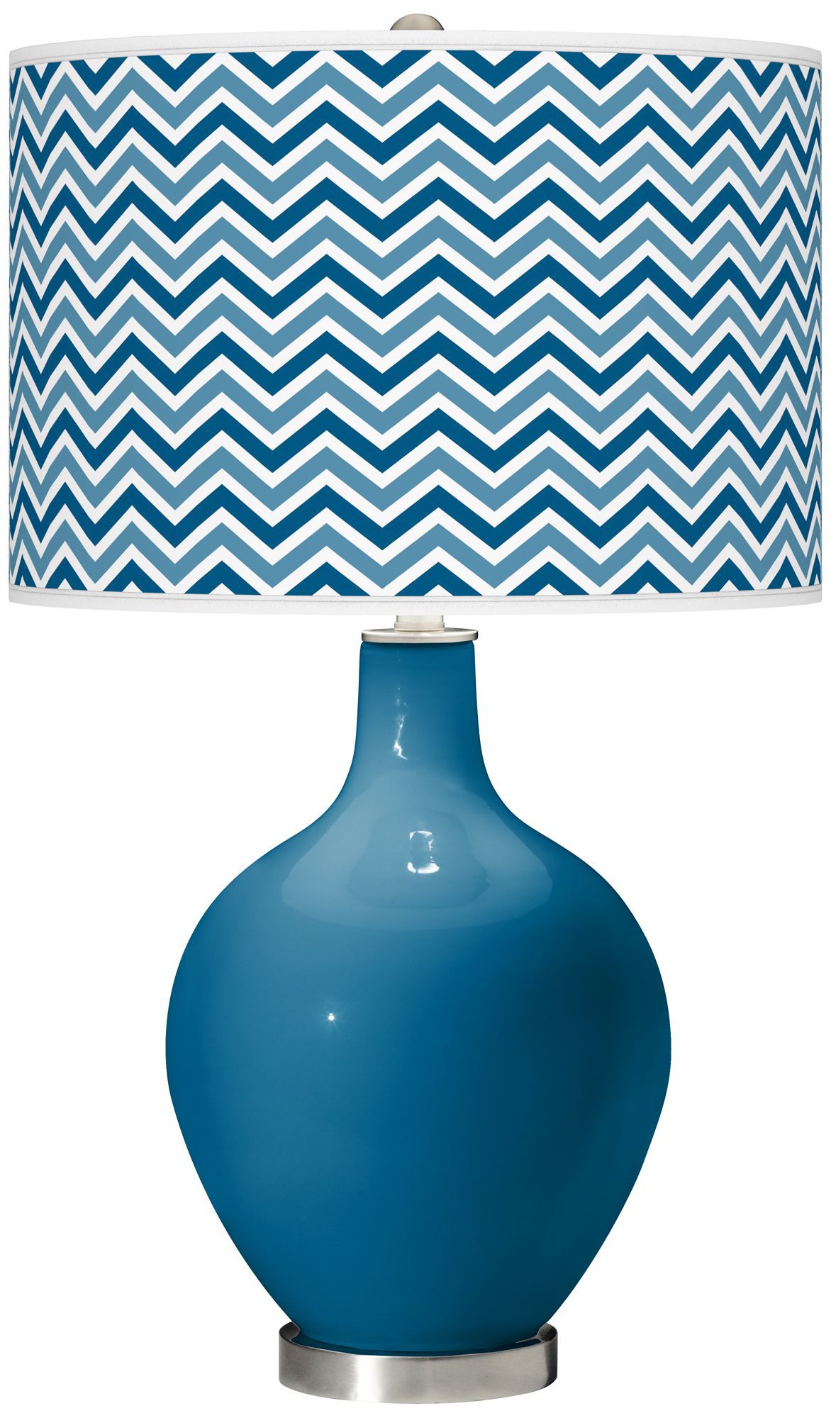 Mykonos Blue Narrow Zig Zag Ovo Table Lamp