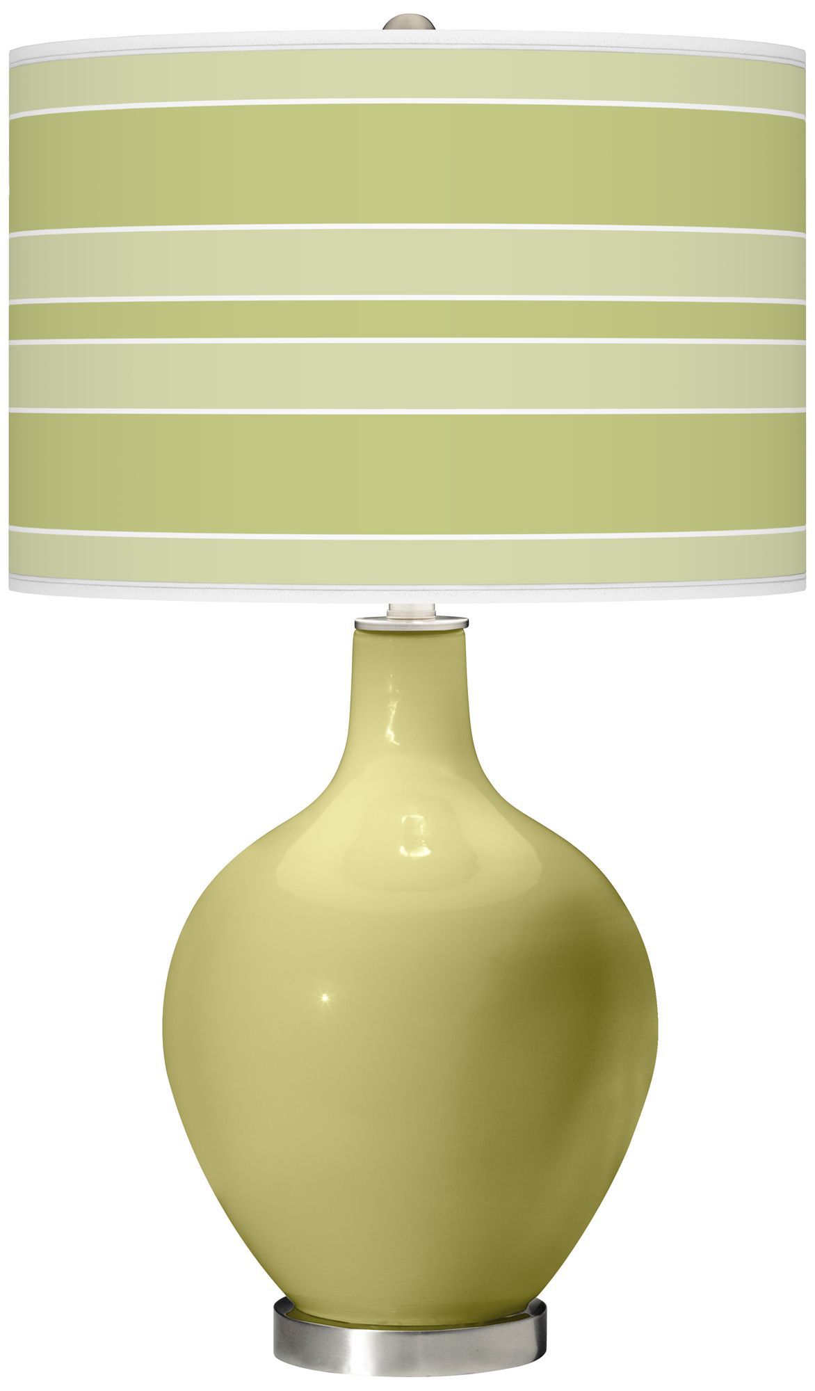 Linden Green Bold Stripe Ovo Table Lamp