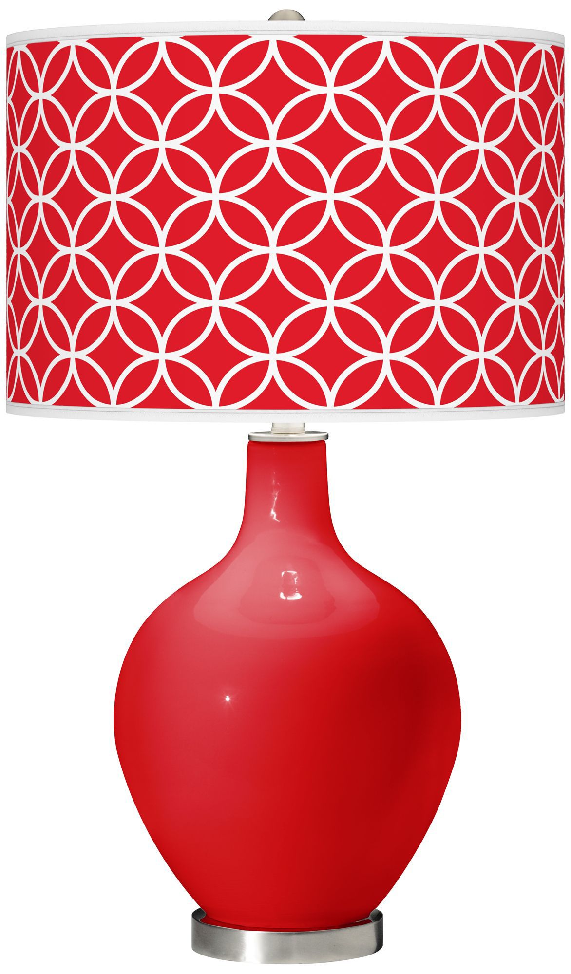 Bright Red Circle Rings Ovo Table Lamp