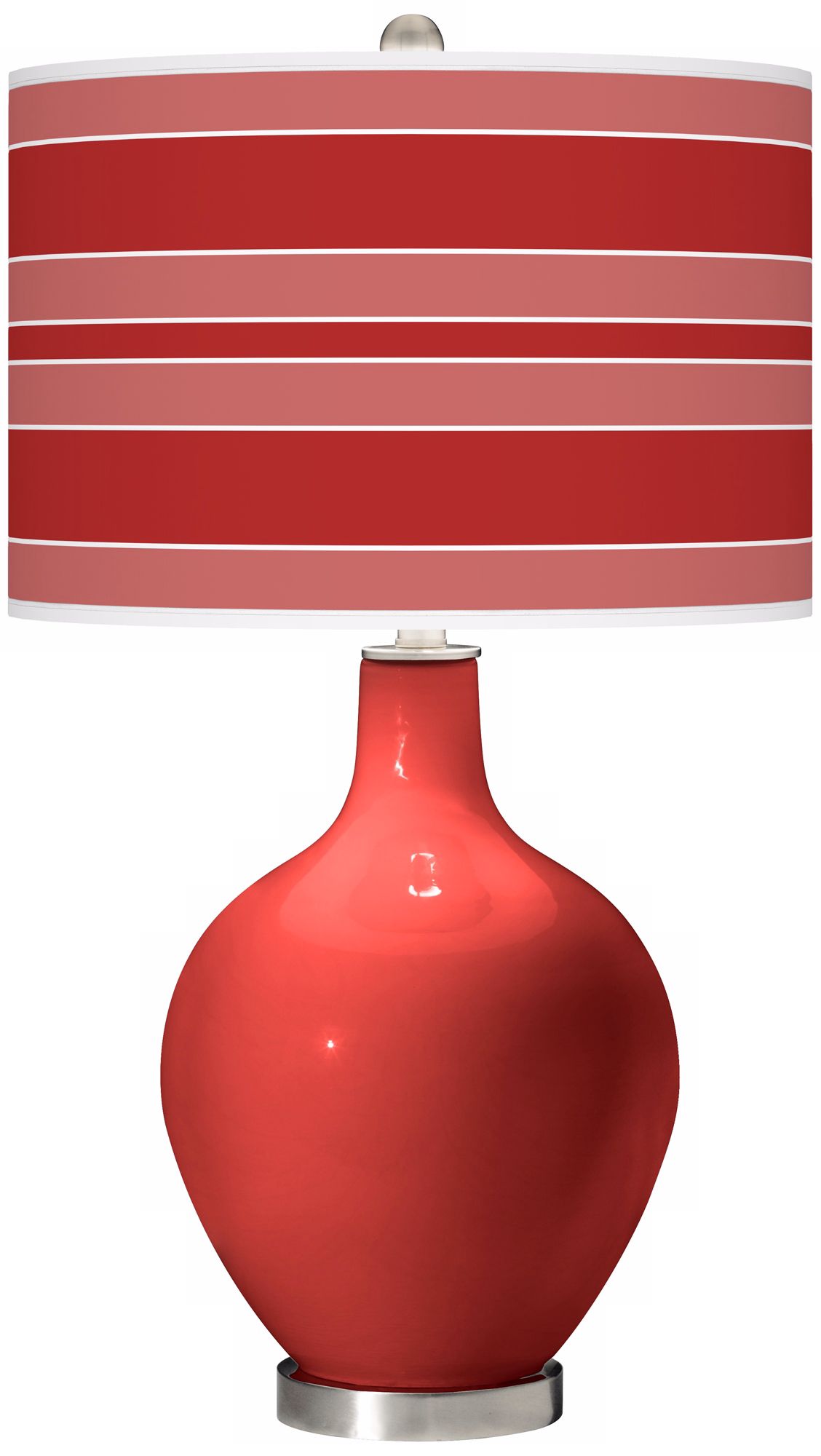 Cherry Tomato Bold Stripe Ovo Table Lamp