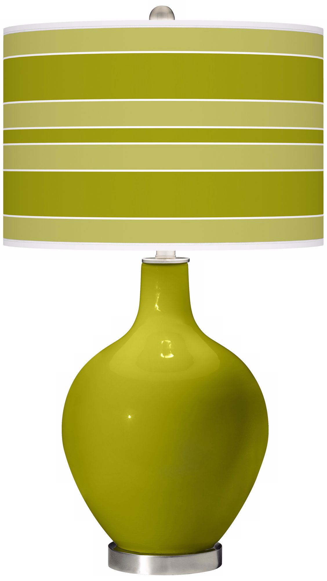 Olive Green Bold Stripe Ovo Table Lamp