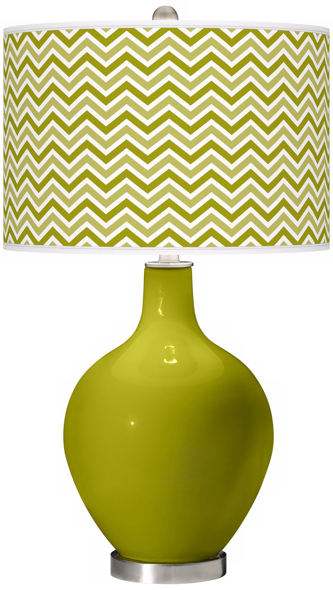 Olive Green Narrow Zig Zag Ovo Table Lamp