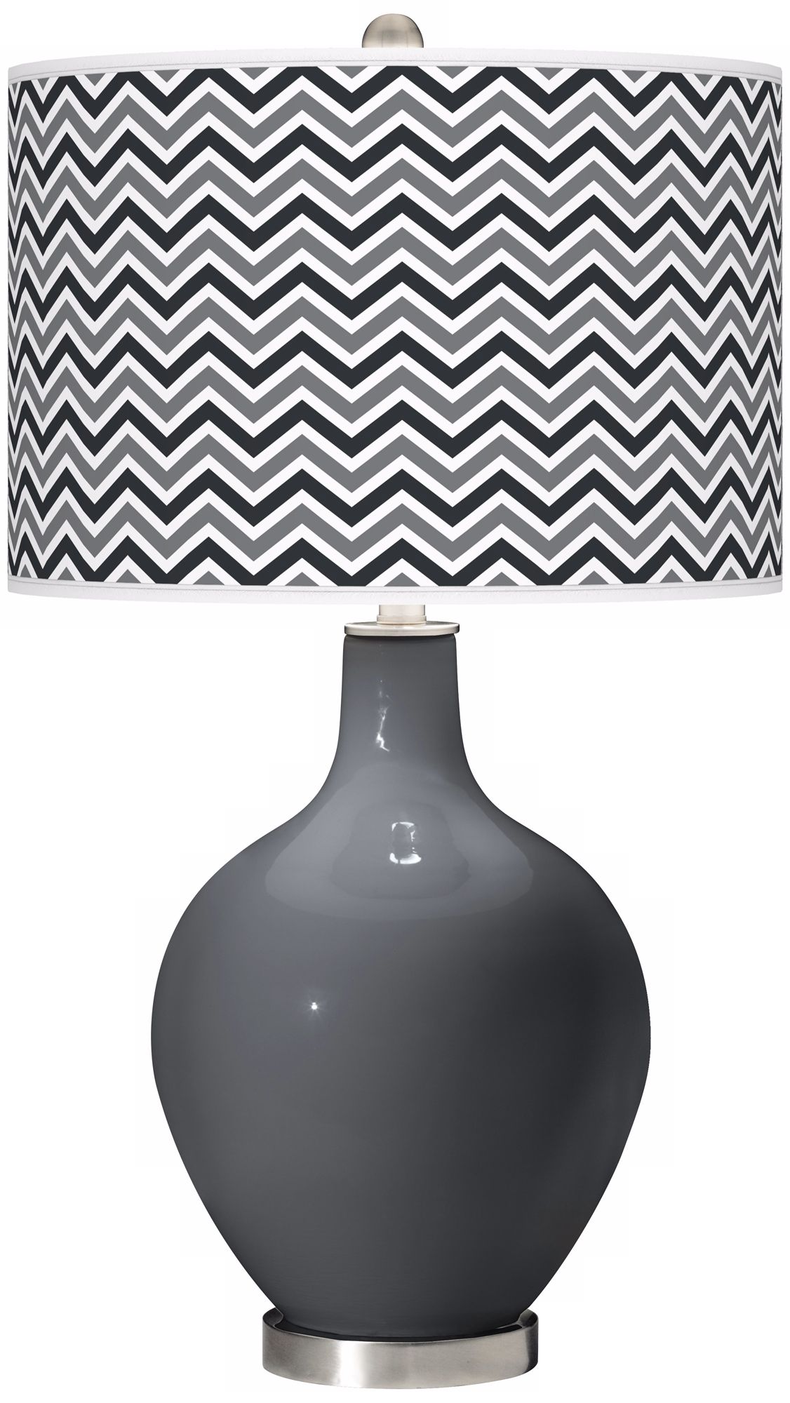 Black of Night Narrow Zig Zag Ovo Table Lamp