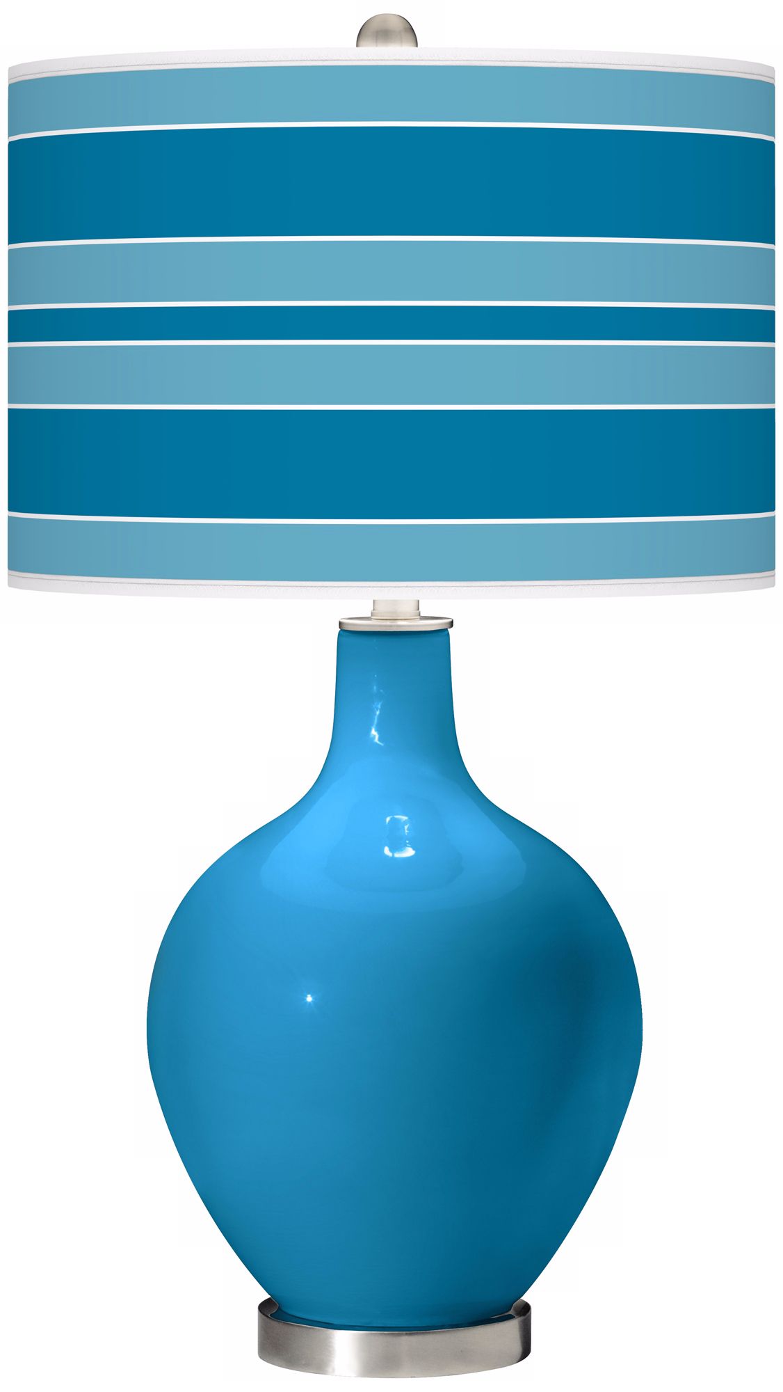 River Blue Bold Stripe Ovo Table Lamp
