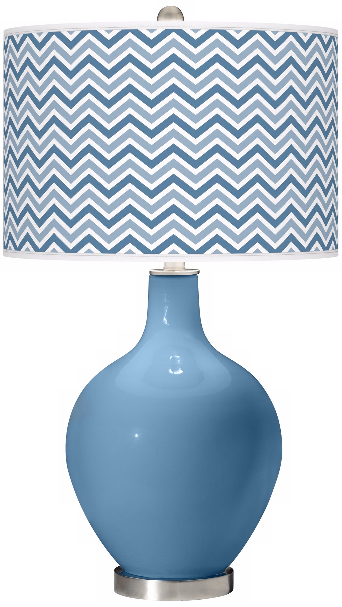Secure Blue Narrow Zig Zag Ovo Table Lamp