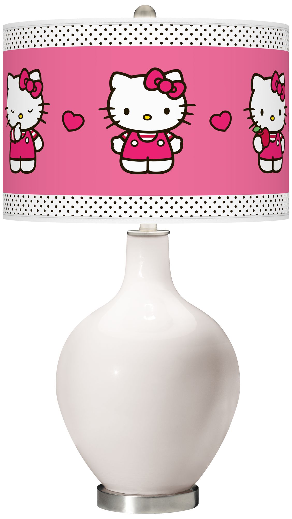 Smart White Hello Kitty Pink and Polka Dots Ovo Table Lamp