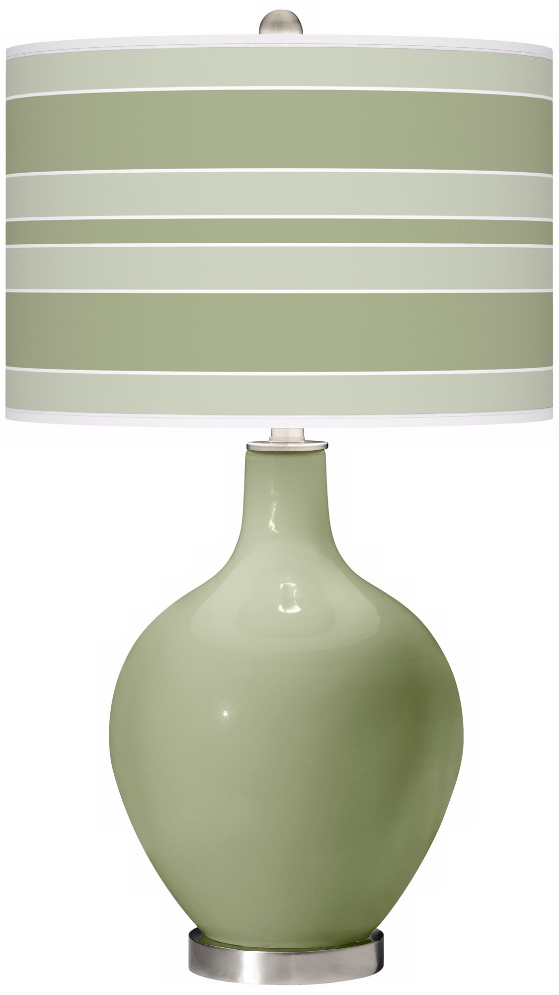 Majolica Green Bold Stripe Ovo Table Lamp