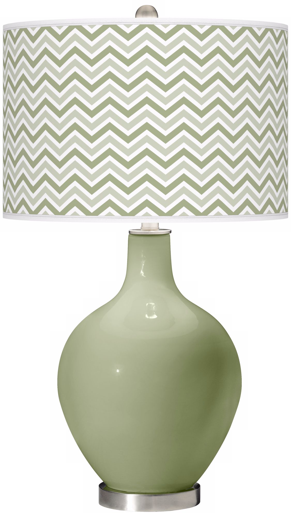 Majolica Green Narrow Zig Zag Ovo Table Lamp