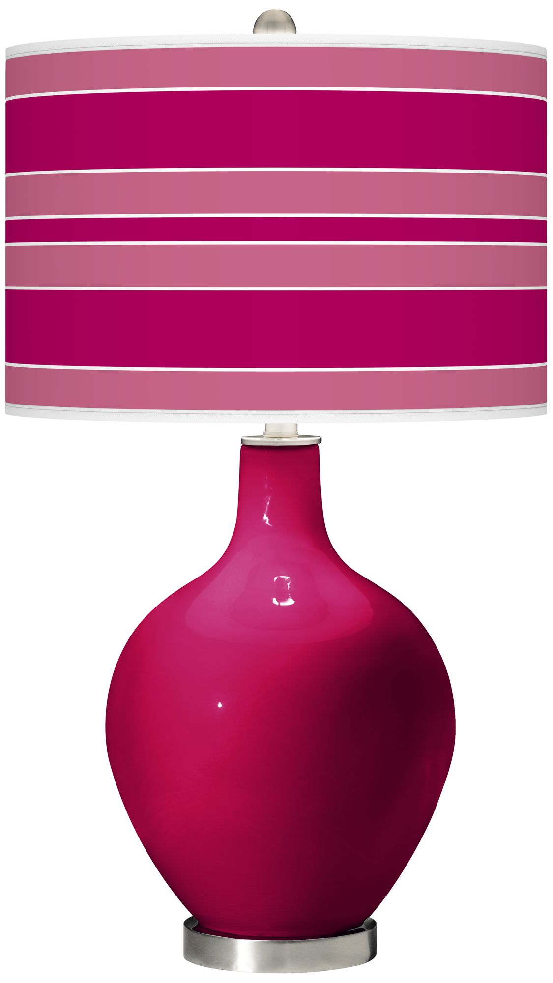 French Burgundy Bold Stripe Ovo Table Lamp